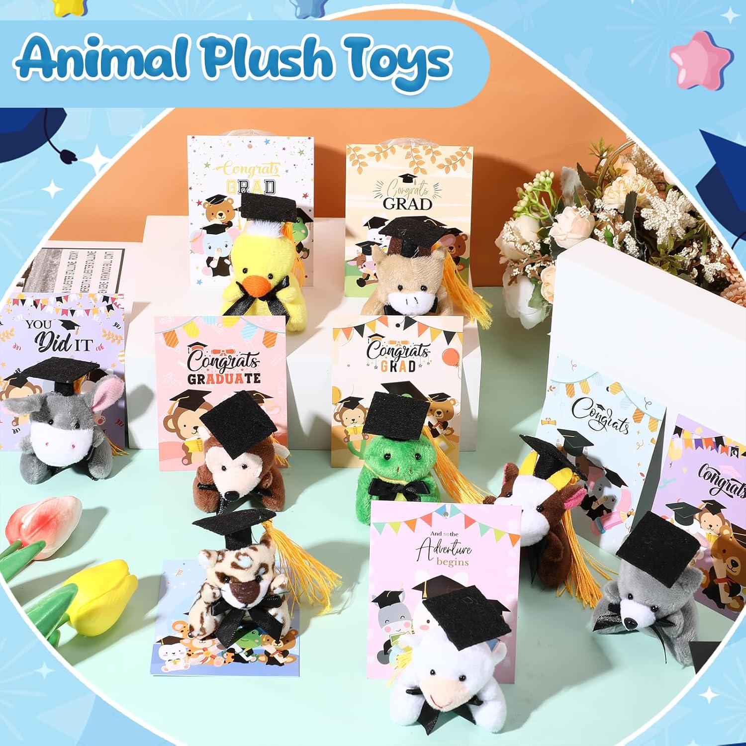 30 Mini Animales de Peluche Graduación + Tarjetas Personalizadas