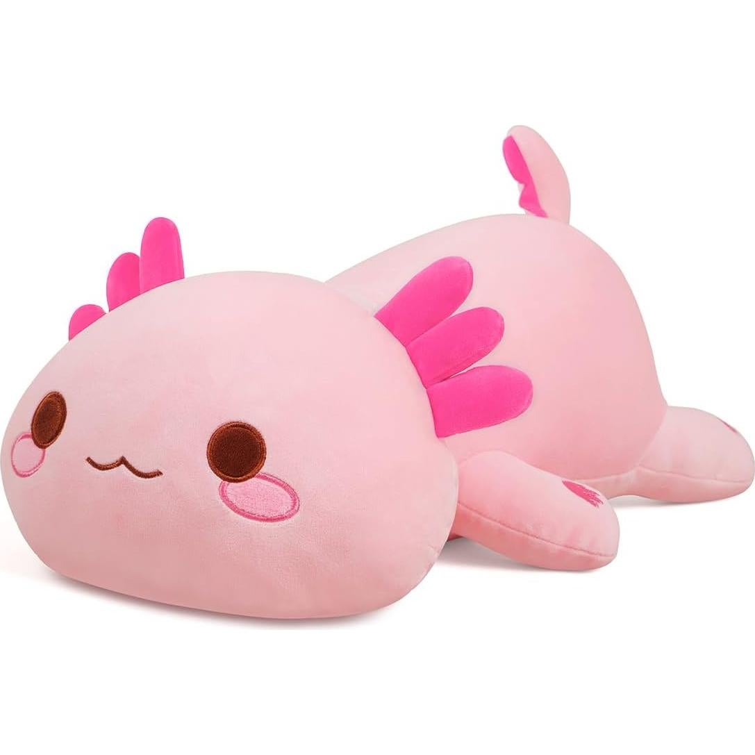 Almohada de Peluche Axolote Rosa SNOWOLF 50 cm Suave