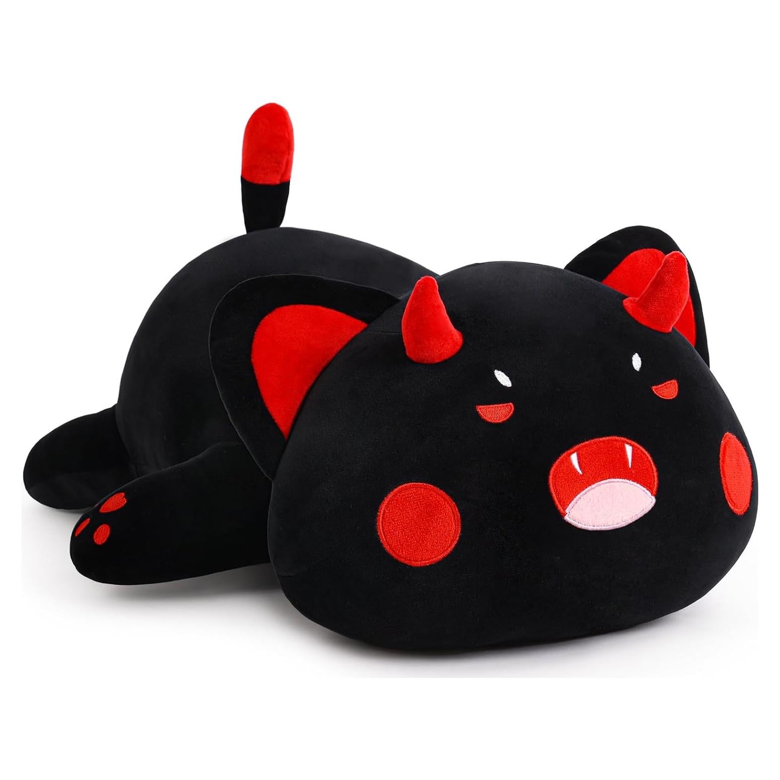 Almohada de felpa gato negro SNOWOLF 30 cm suave kawaii
