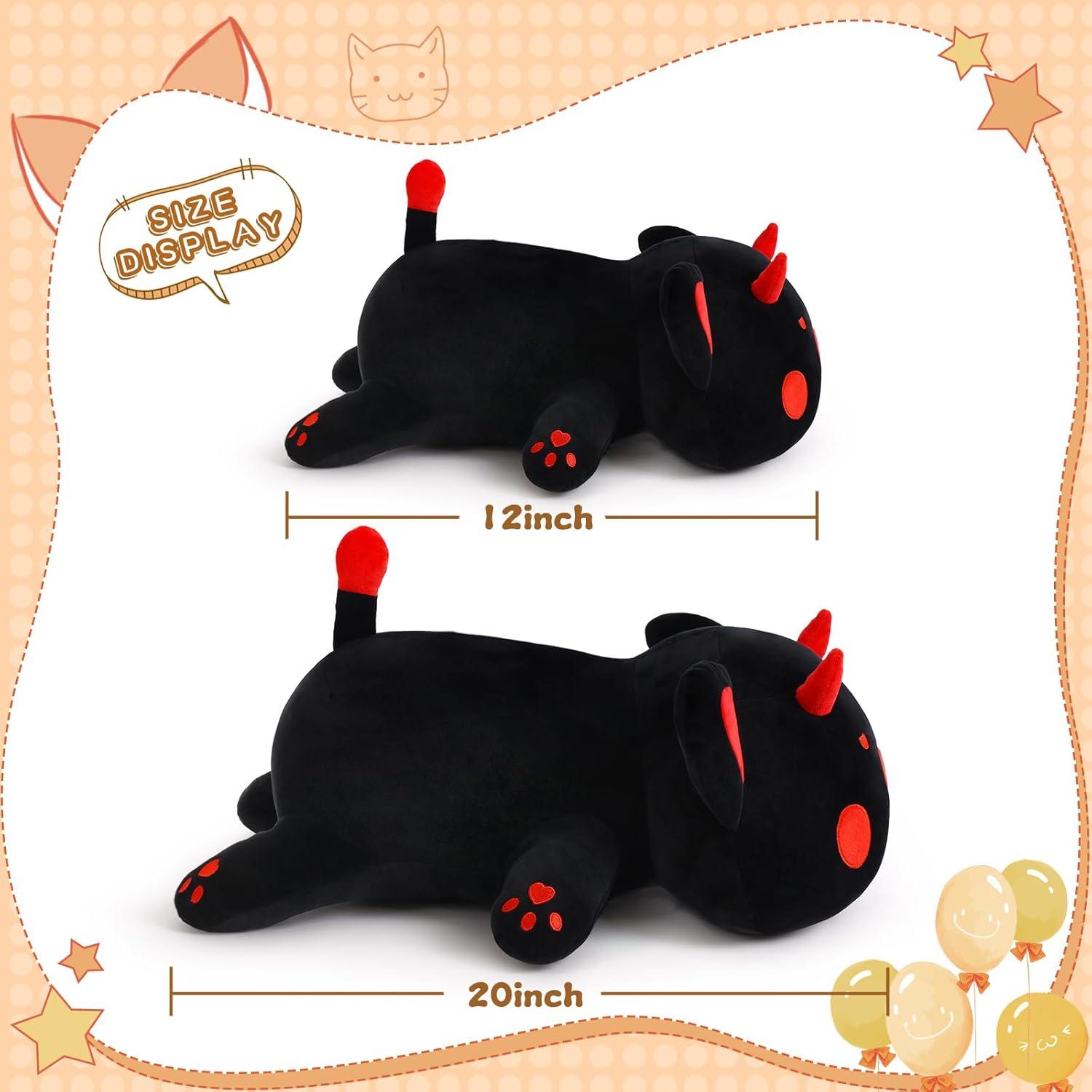 Almohada de felpa gato negro SNOWOLF 30 cm suave kawaii