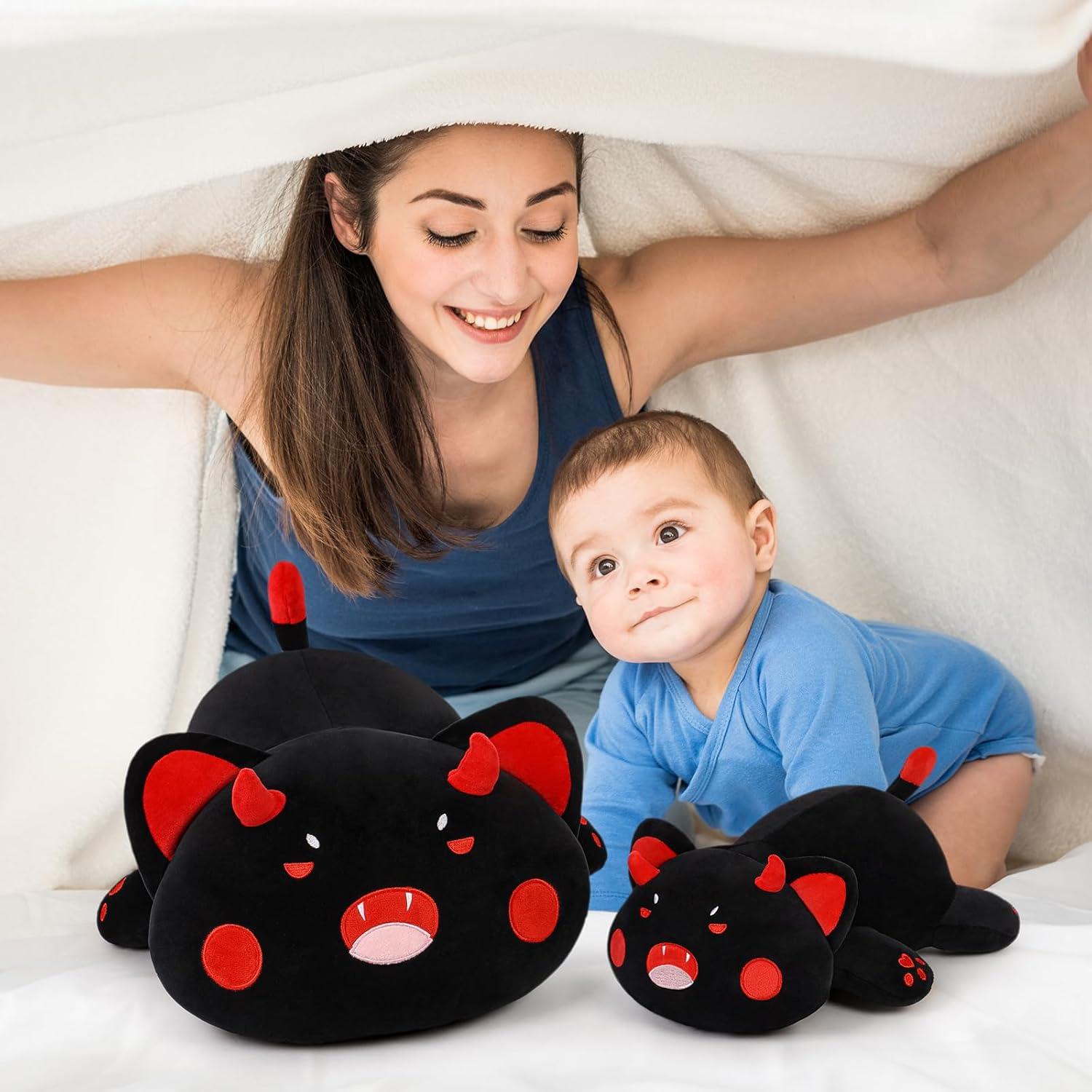 Almohada de felpa gato negro SNOWOLF 30 cm suave kawaii