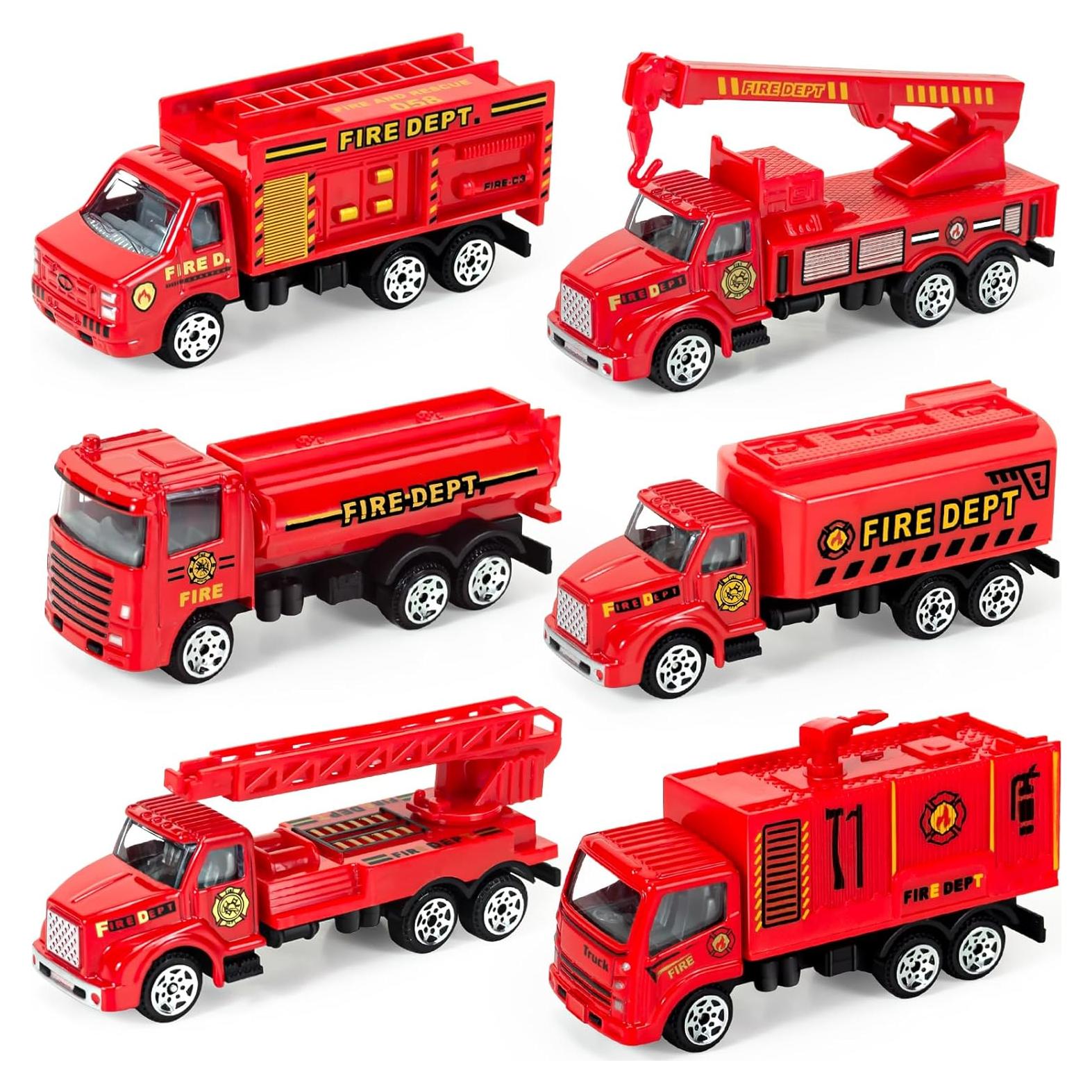 Set de 6 Camiones de Bomberos de Metal Bloolilies para Niños