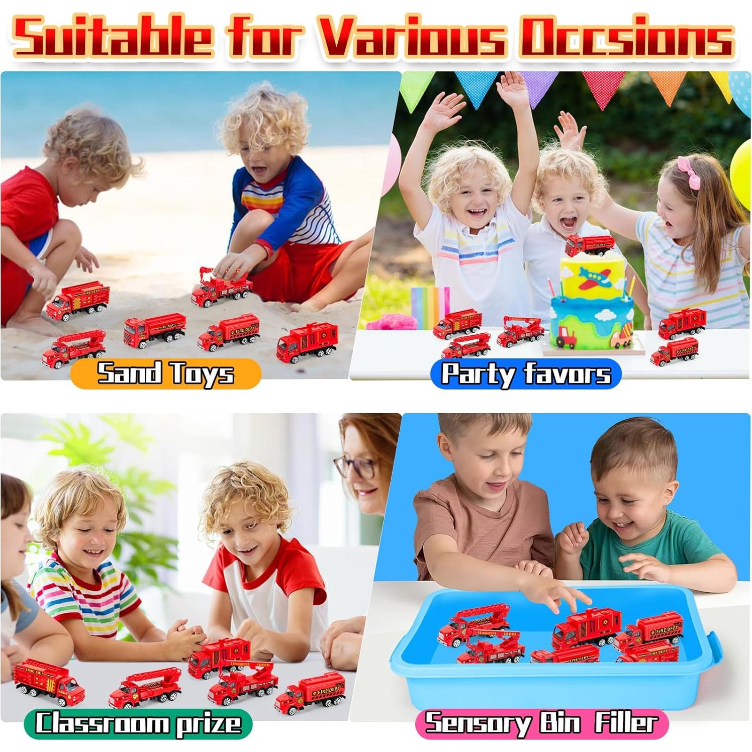 Set de 6 Camiones de Bomberos de Metal Bloolilies para Niños