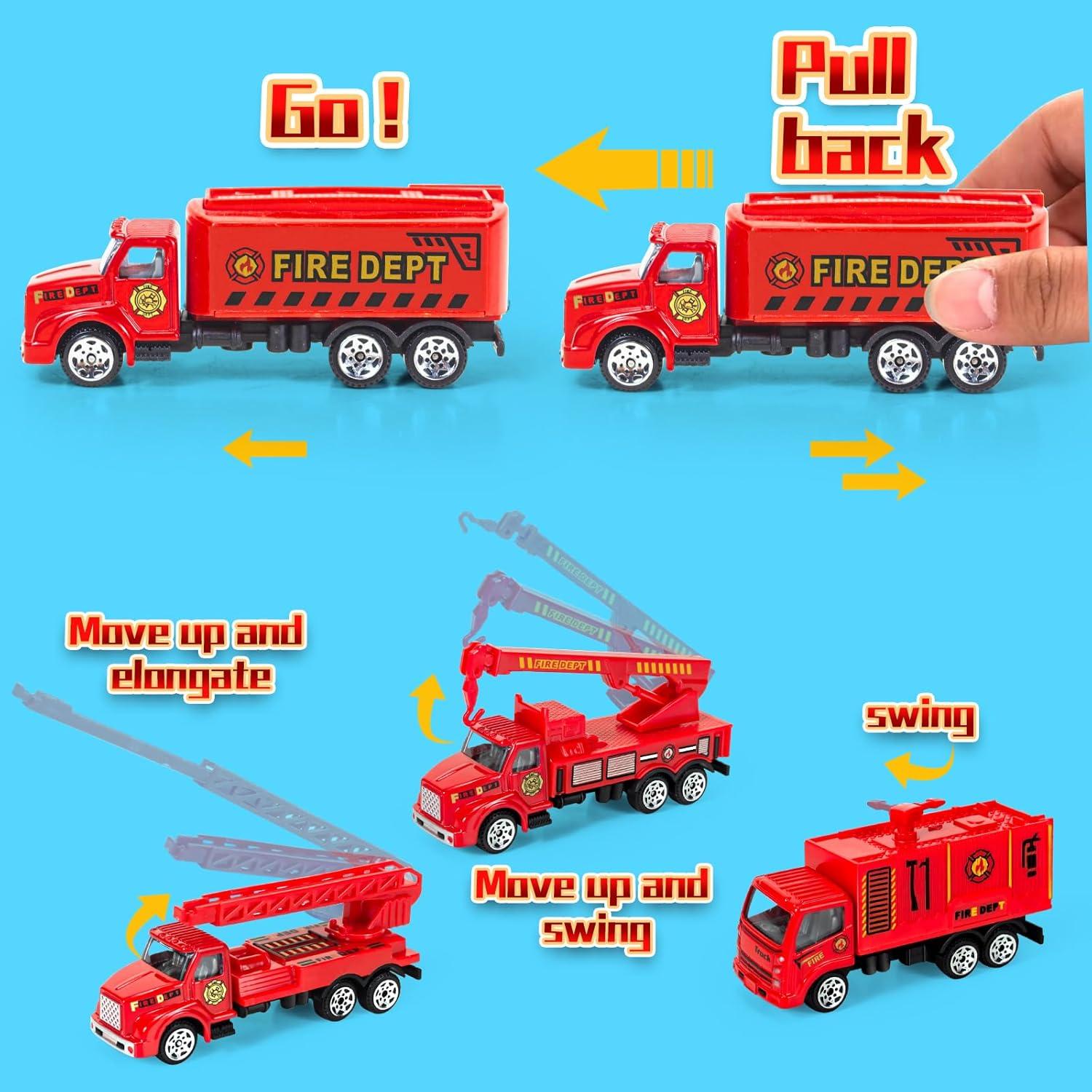 Set de 6 Camiones de Bomberos de Metal Bloolilies para Niños