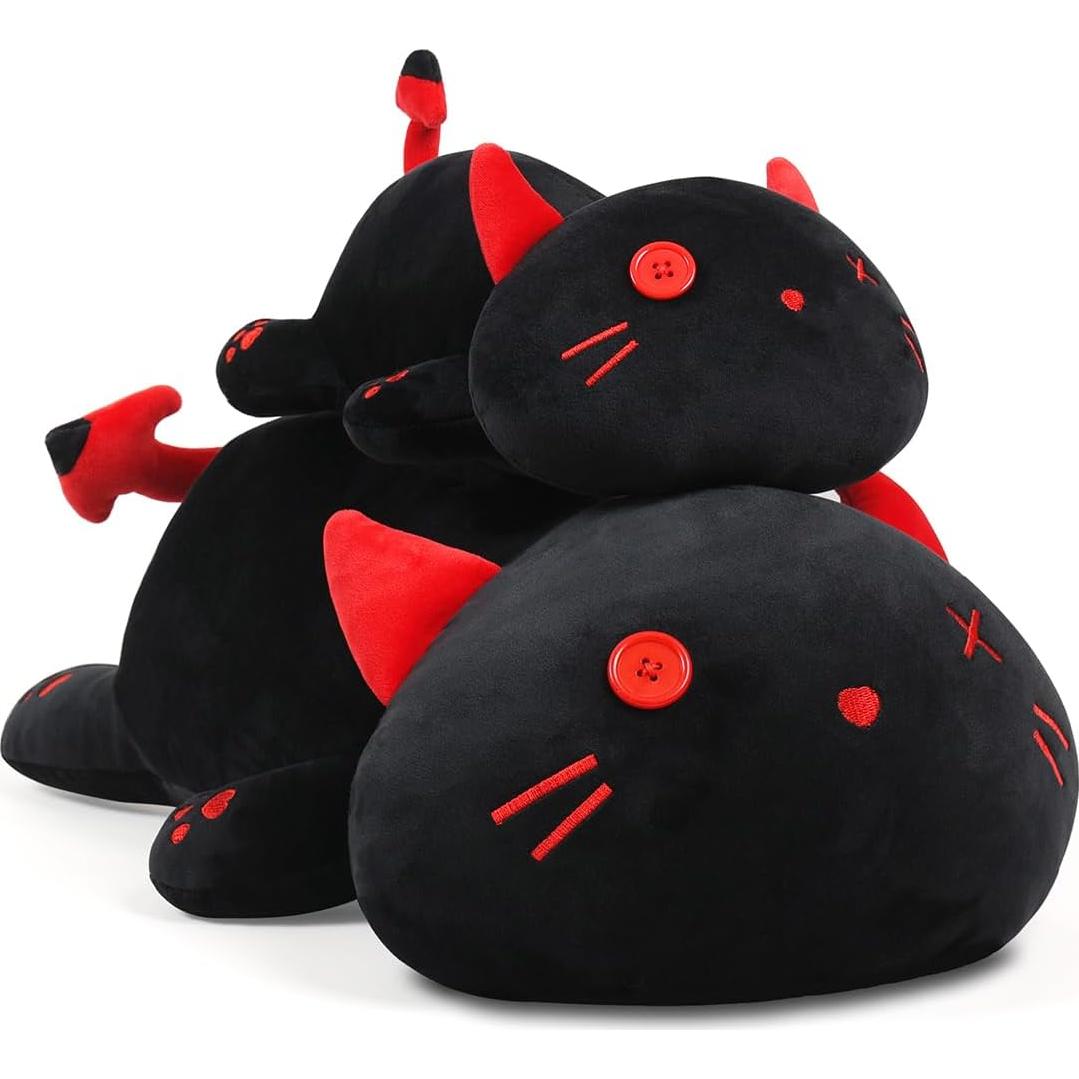 Gato Negro de Peluche SNOWOLF 50 cm Suave y Kawaii