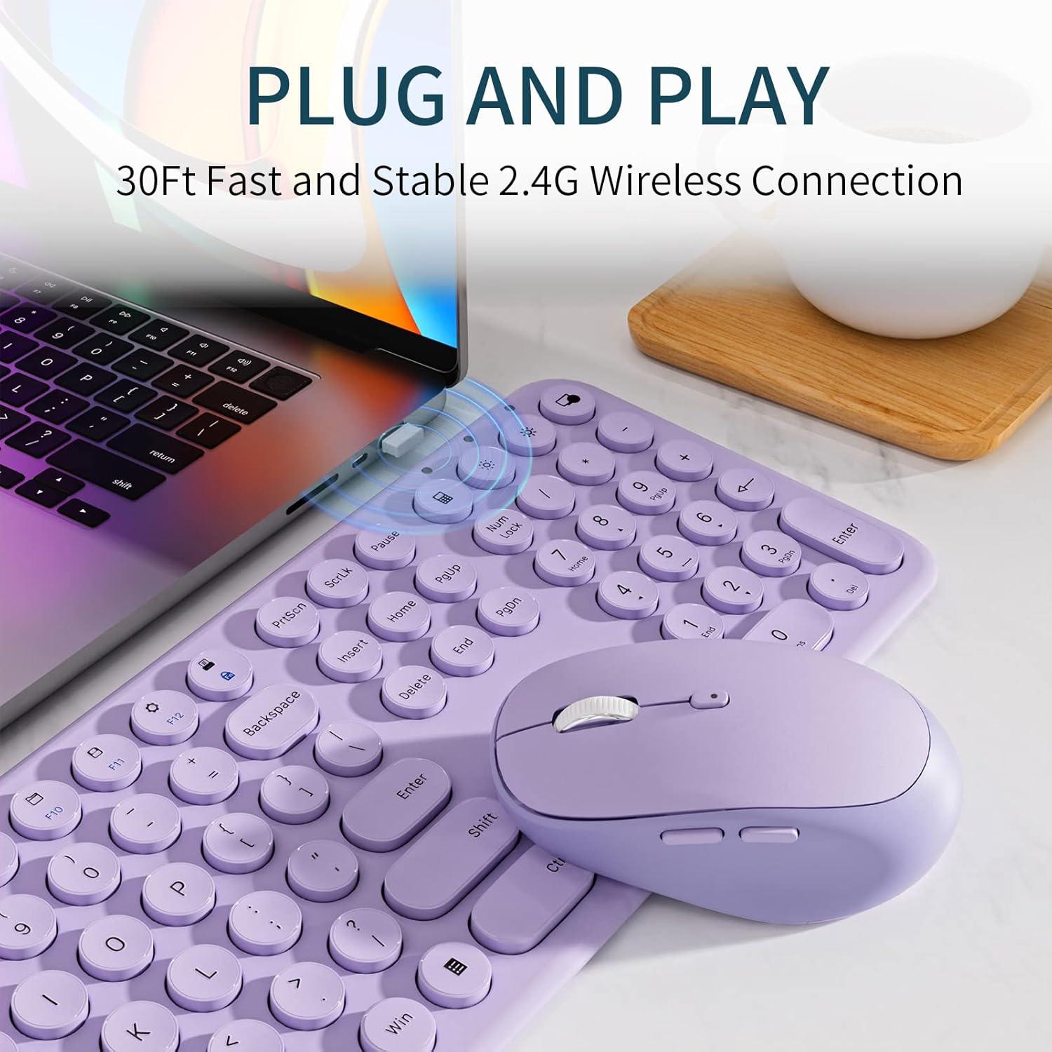 Combo Teclado y Ratón Inalámbricos YUNSHAN Púrpura