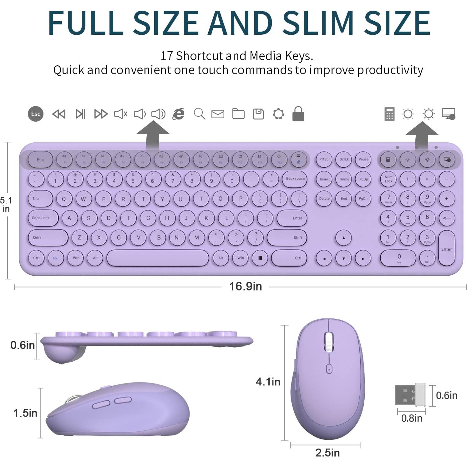 Combo Teclado y Ratón Inalámbricos YUNSHAN Púrpura