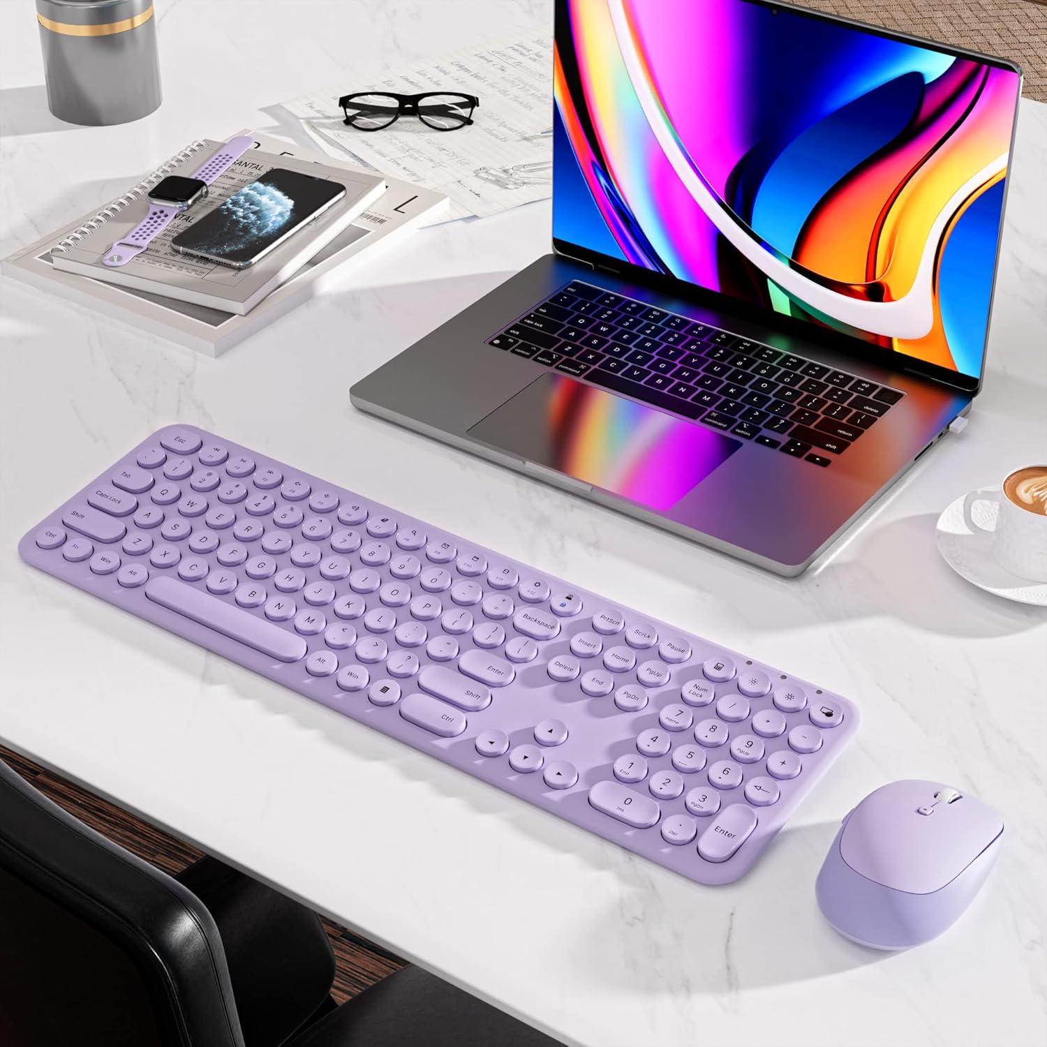 Combo Teclado y Ratón Inalámbricos YUNSHAN Púrpura