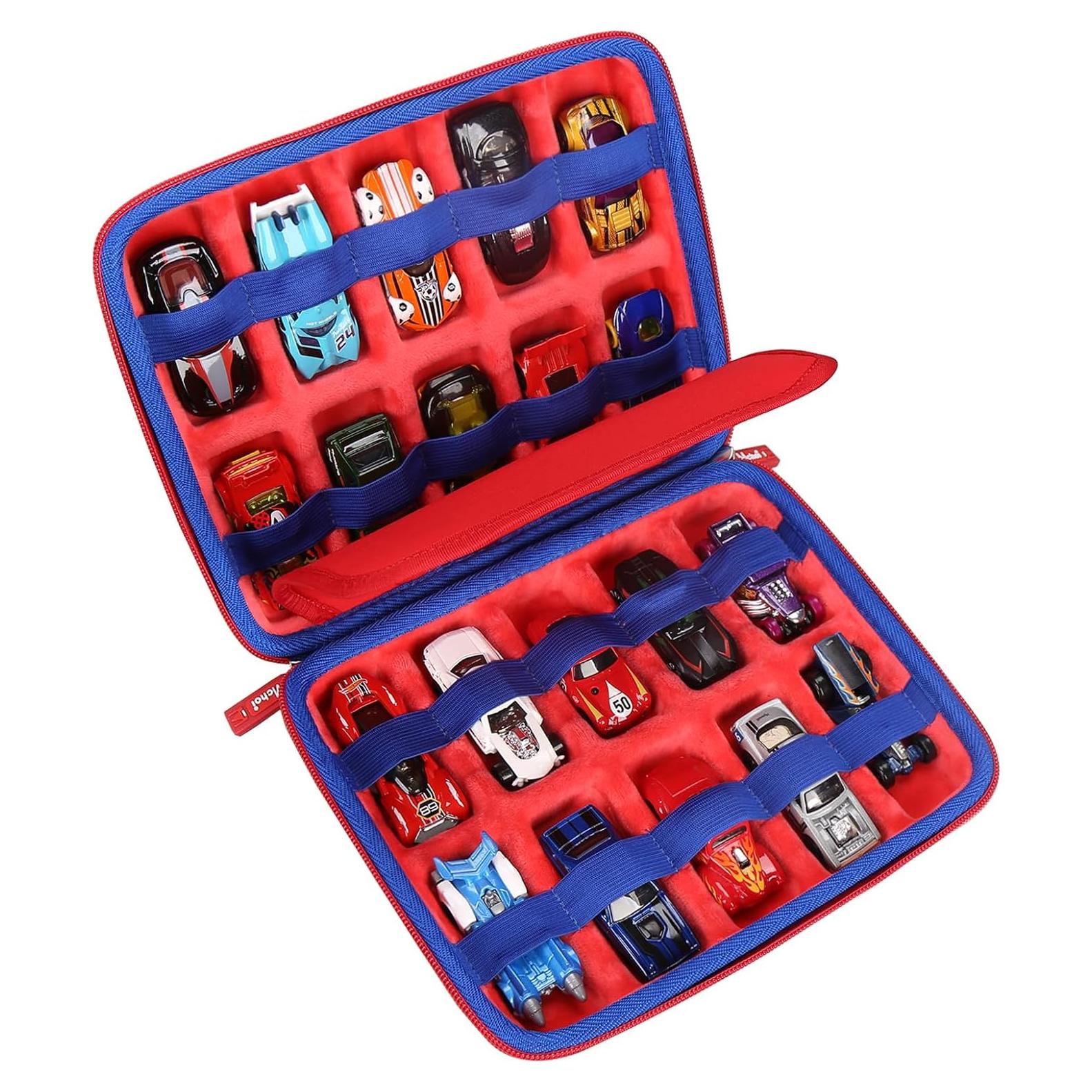 Estuche Mchoi para 20 Autos Hot Wheels - Organizador Rojo
