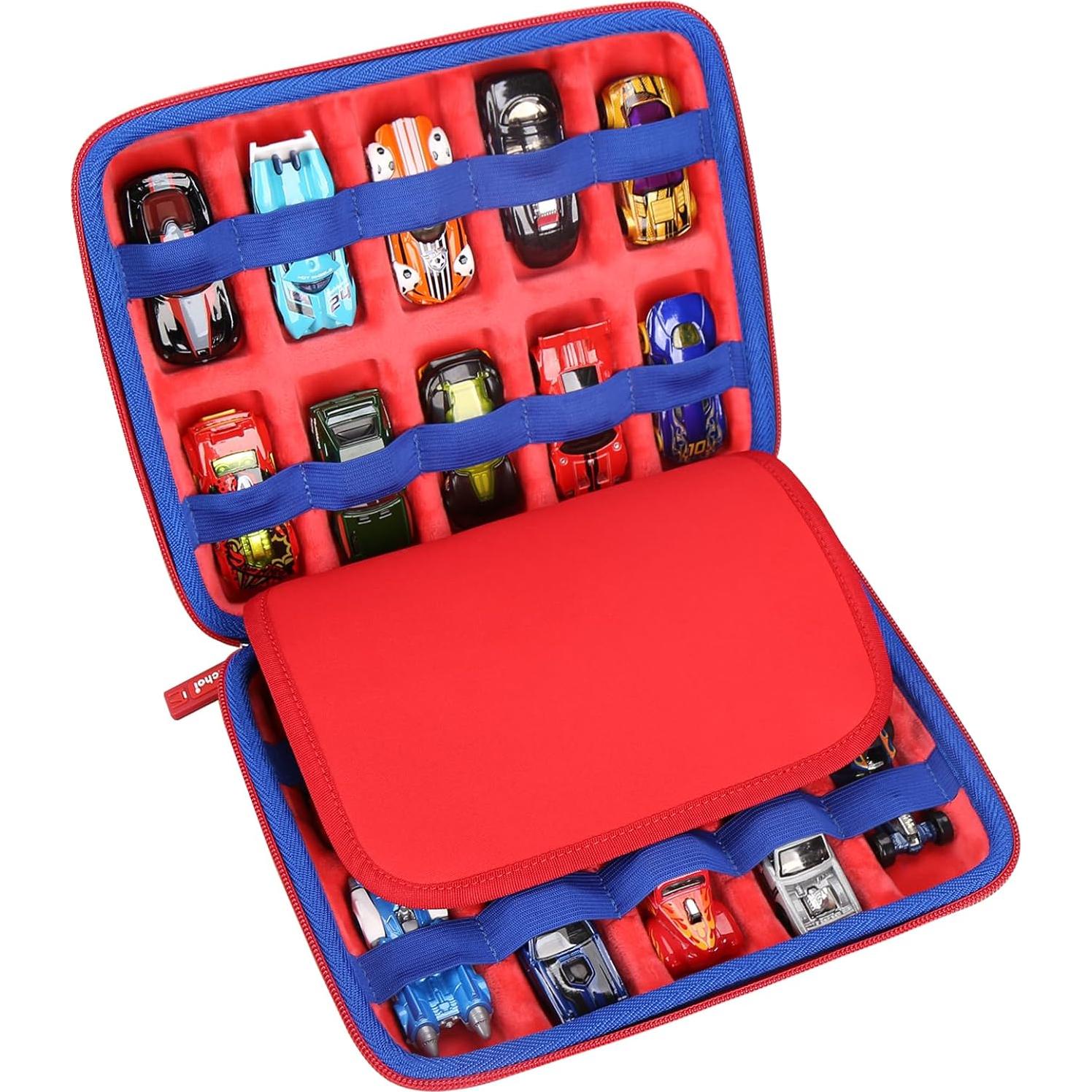 Estuche Mchoi para 20 Autos Hot Wheels - Organizador Rojo