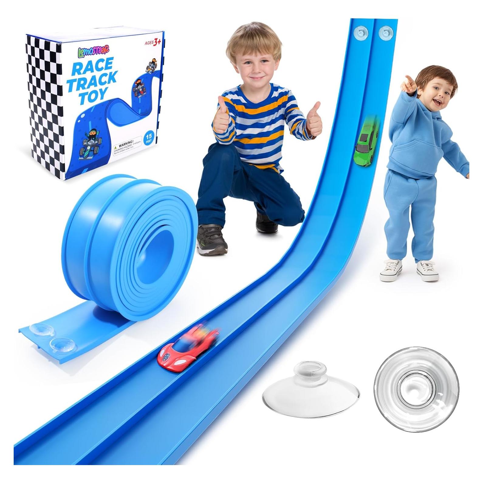 Pista de Carreras Flexible TPE 4.57m con Ventosas - Juguete para Niños