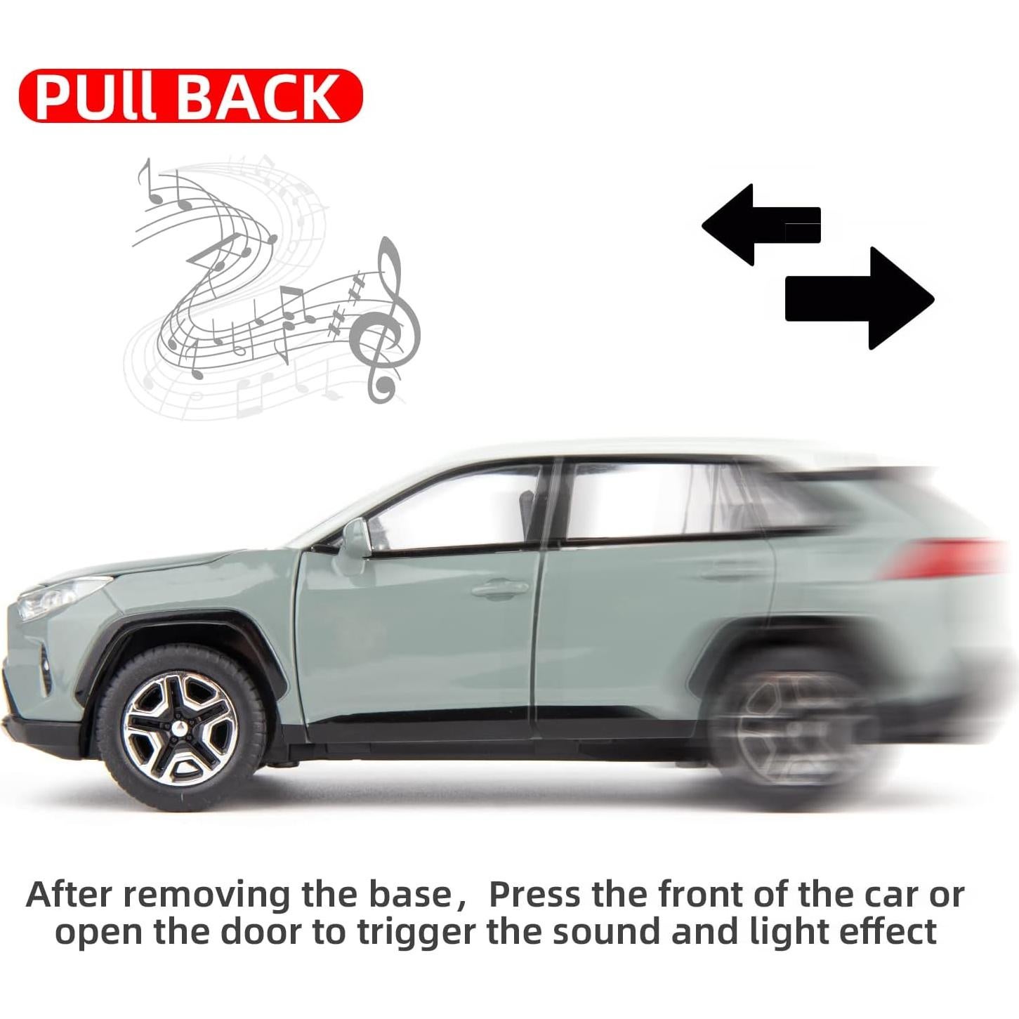 Coche de Juguete RAV4 1:32 WAKAKAC con Luz y Sonido Gris