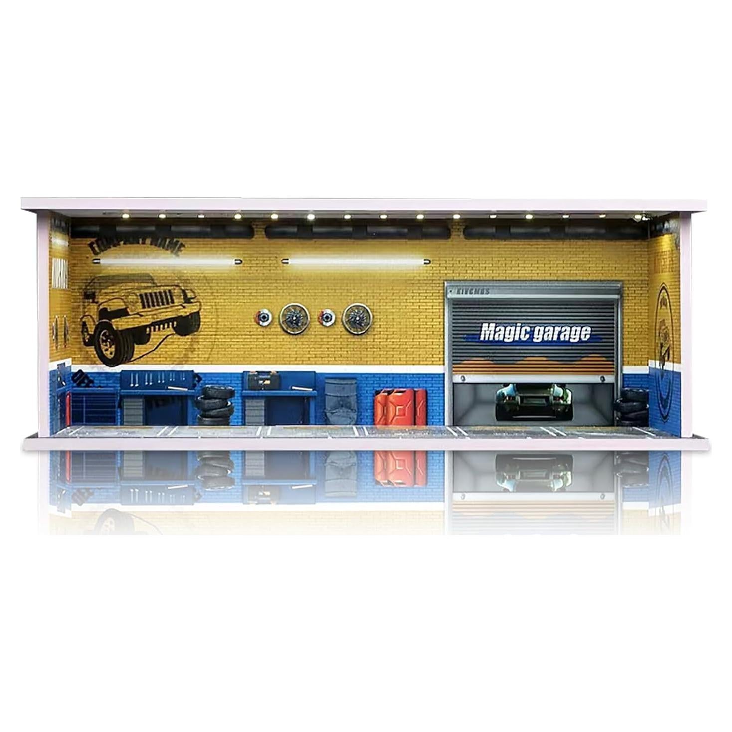 Estante Vitrina para 6 Coches 1:64 Scenpoch Amarillo