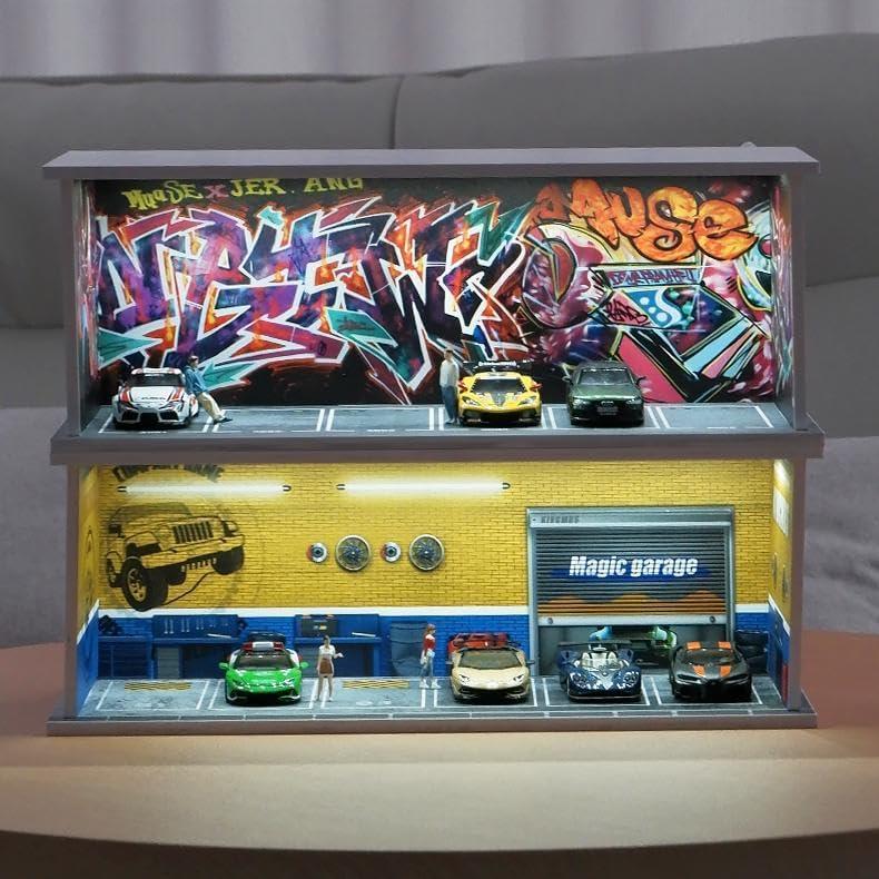 Estante Vitrina para 6 Coches 1:64 Scenpoch Amarillo