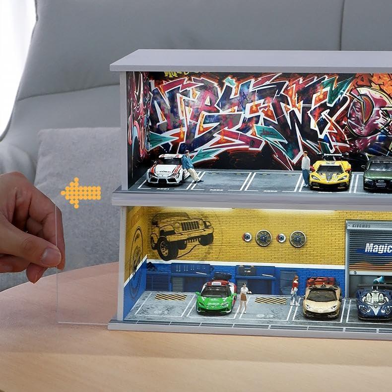 Estante Vitrina para 6 Coches 1:64 Scenpoch Amarillo