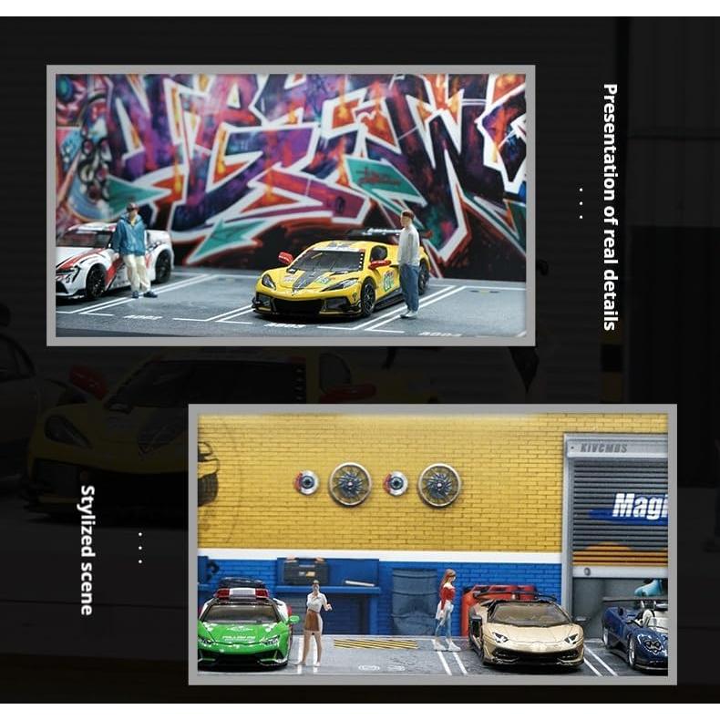 Estante Vitrina para 6 Coches 1:64 Scenpoch Amarillo