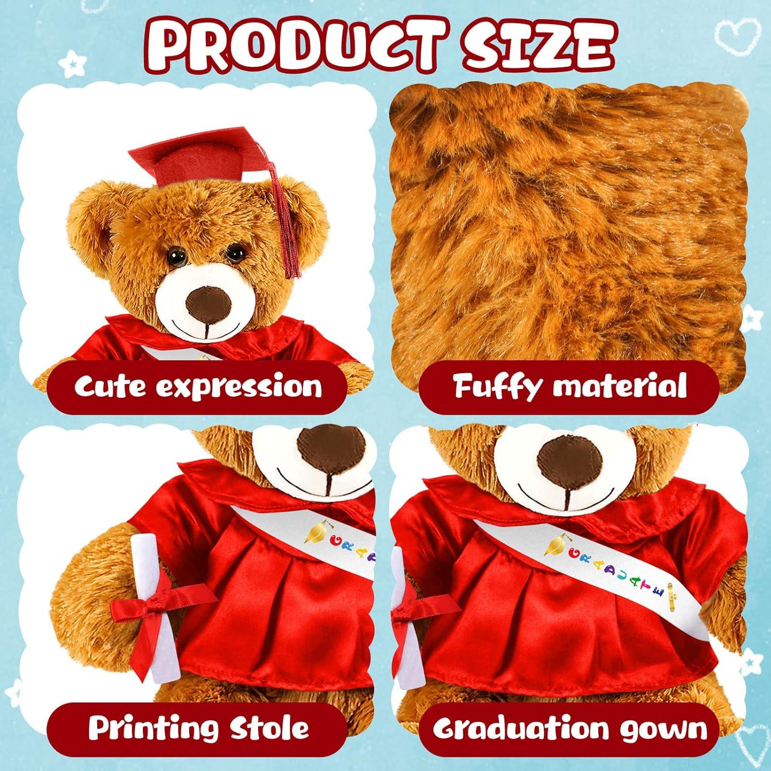 Oso de Graduación 2025 Foilswirl 30 cm Rojo con Toga y Gorra