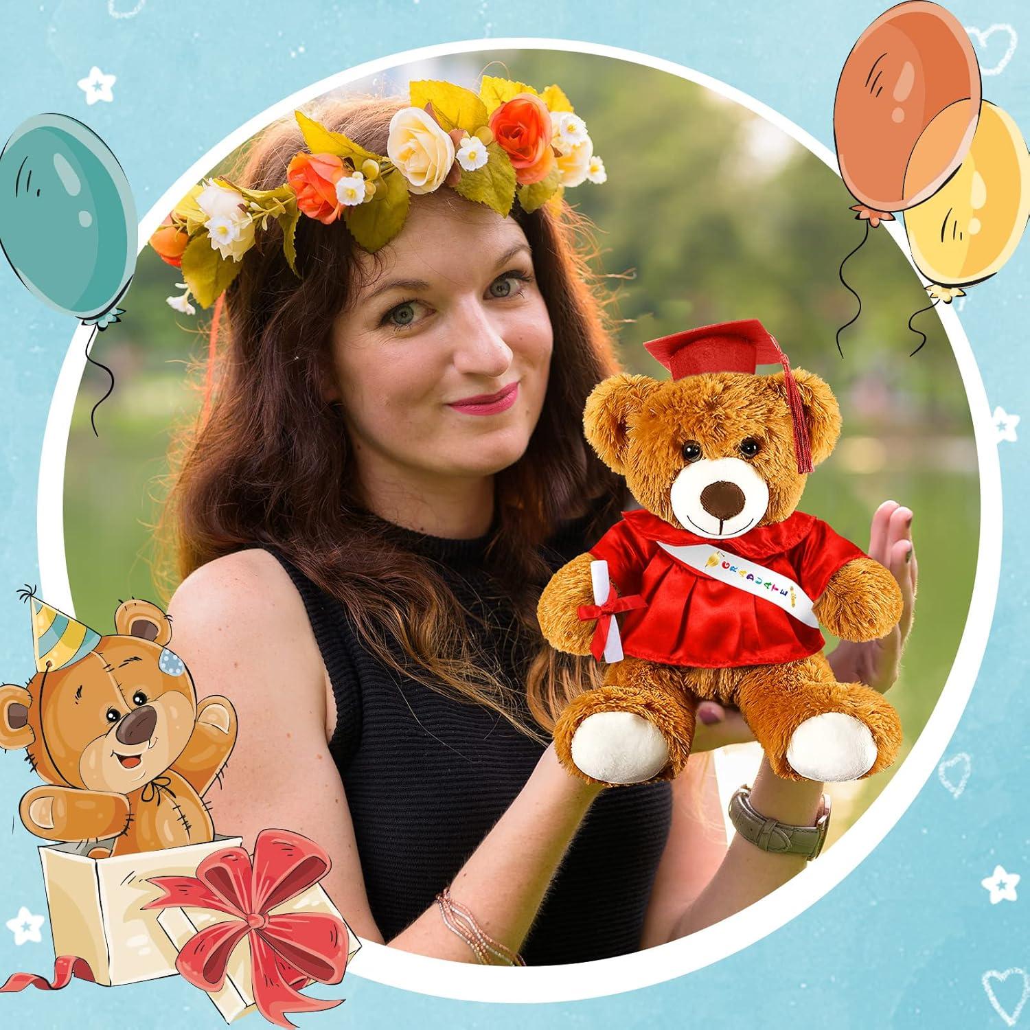 Oso de Graduación 2025 Foilswirl 30 cm Rojo con Toga y Gorra