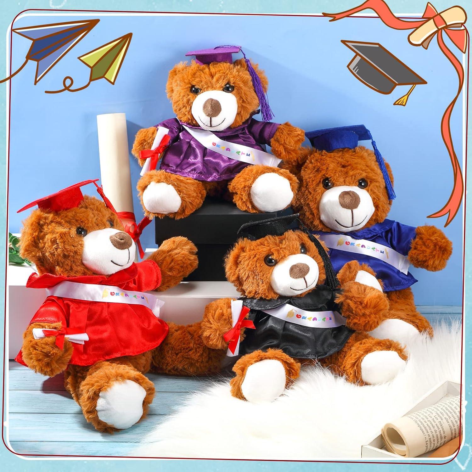 Oso de Graduación 2025 Foilswirl 35 cm Rojo con Toga y Gorra