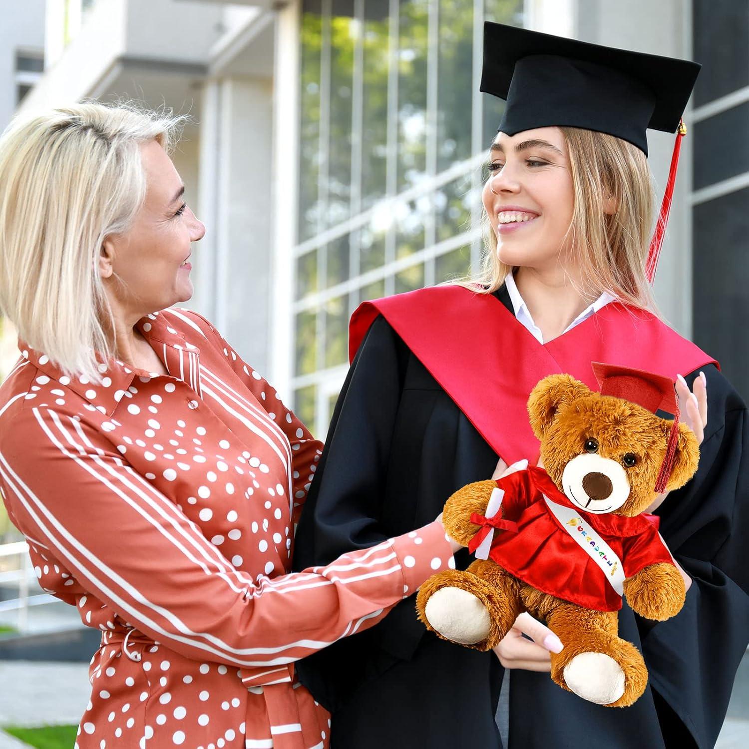 Oso de Graduación 2025 Foilswirl 35 cm Rojo con Toga y Gorra
