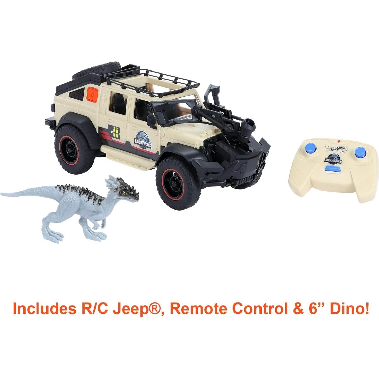 Matchbox Jeep Gladiator R/C Jurassic World con Dracorex 15 cm