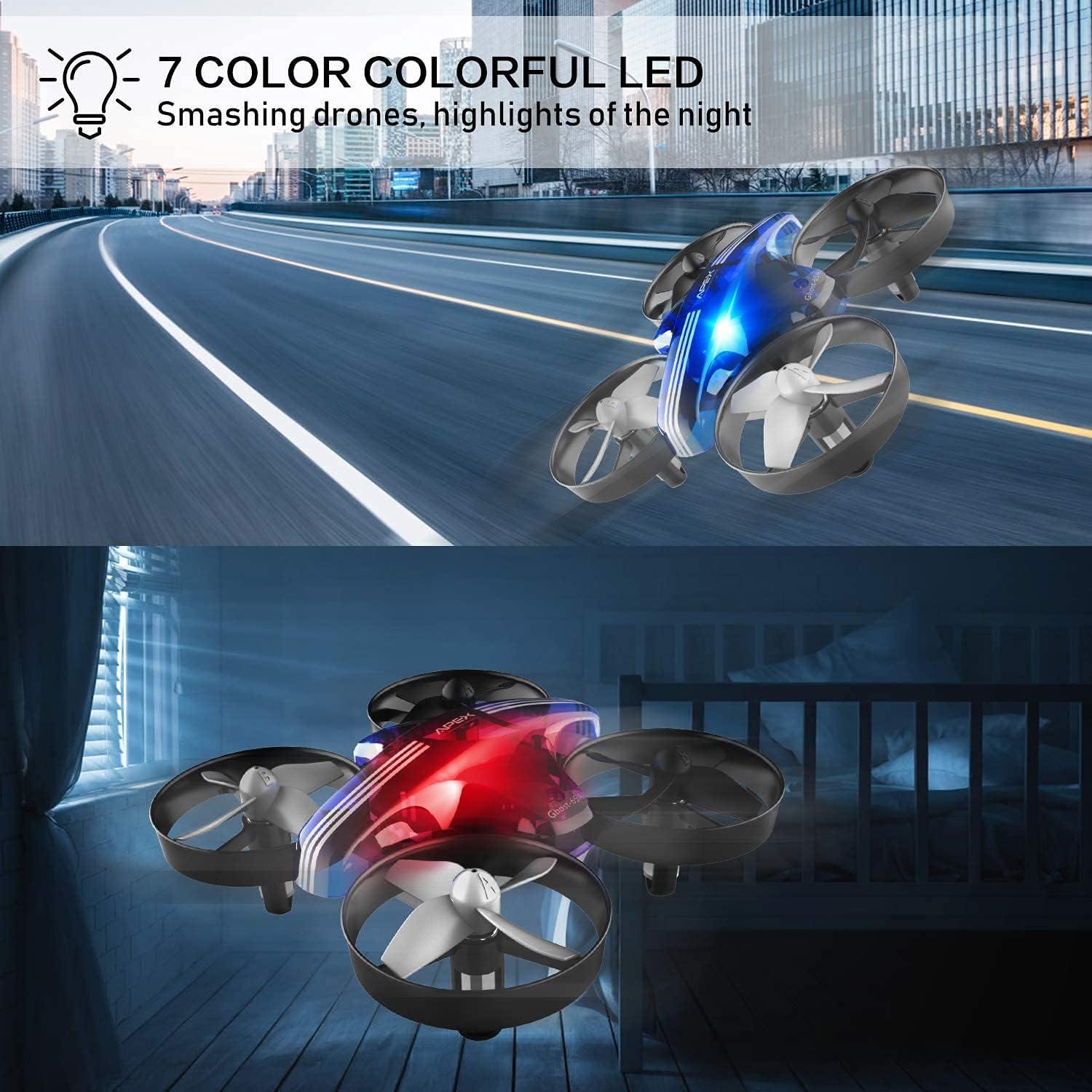 Mini Drone ATOYX Azul para Niños, Control Remoto y LED