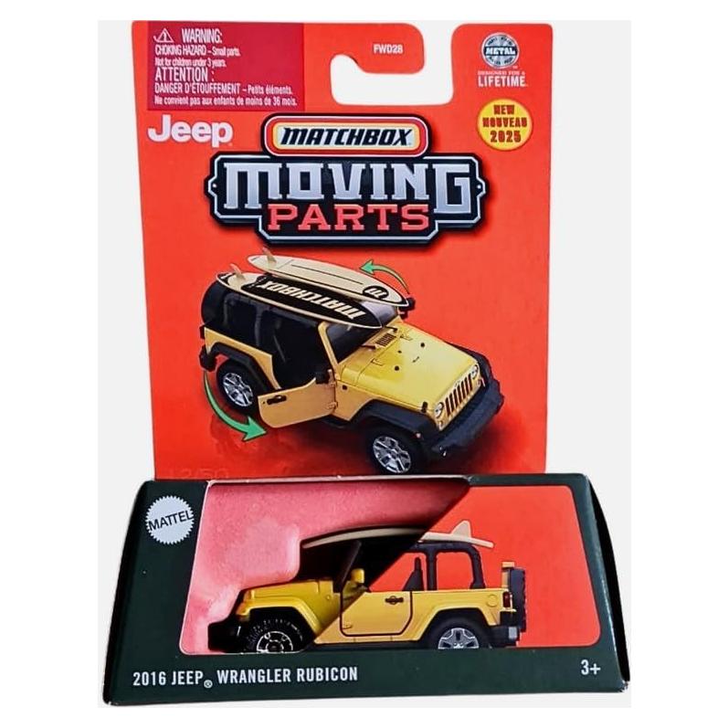 Matchbox Jeep Wrangler Rubicon 2016 a Escala 1/64 Amarillo
