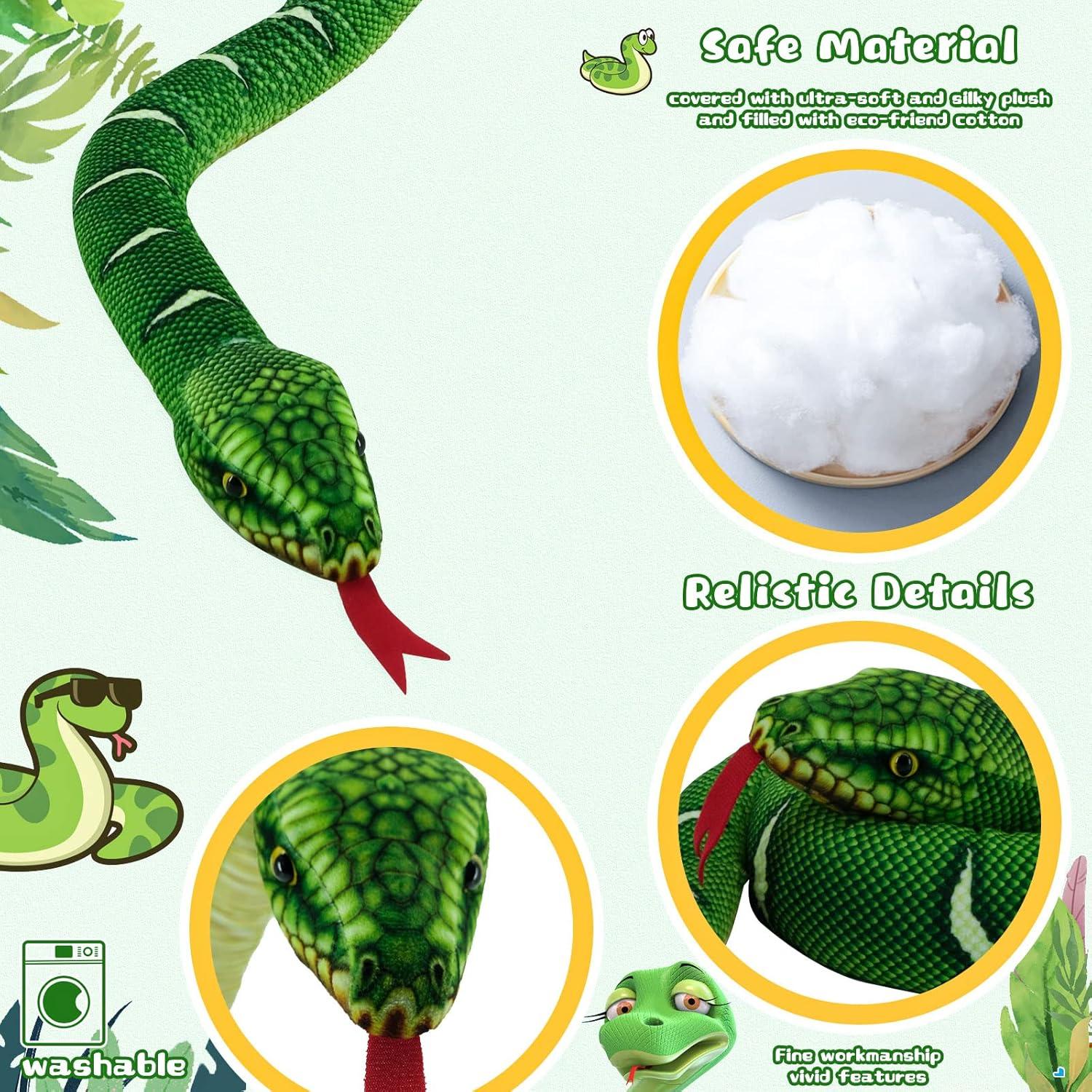 Juguete de Peluche Serpiente YOHAKI 150 cm Verde Realista