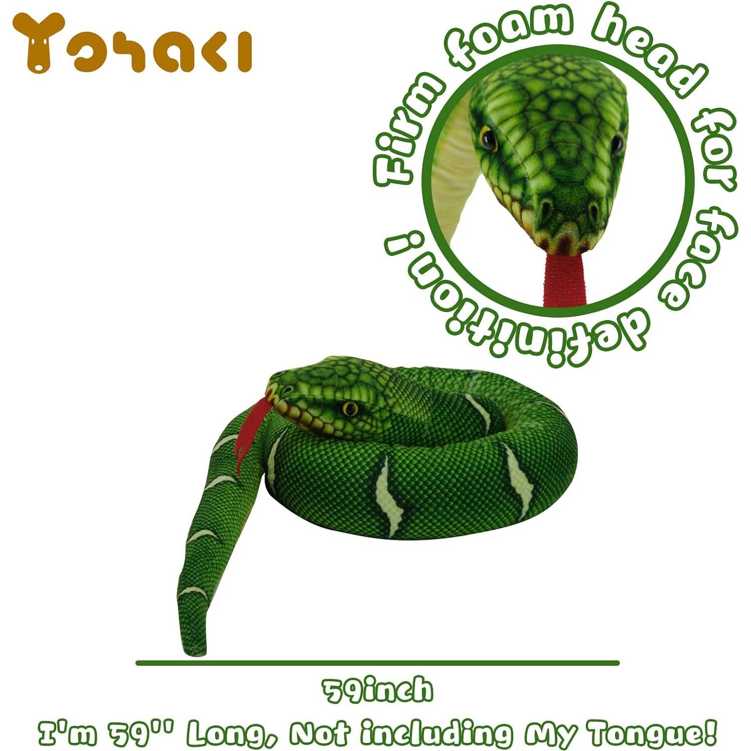 Juguete de Peluche Serpiente YOHAKI 150 cm Verde Realista