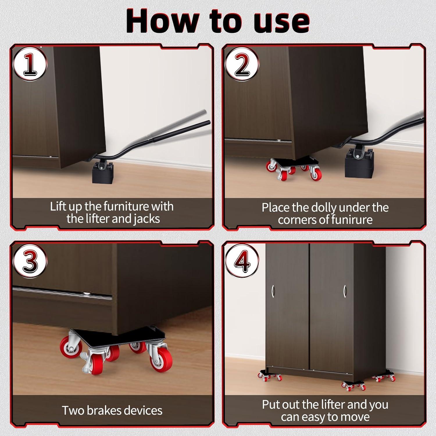 Carro de Mudanza BTEC con 5 Ruedas y Elevador de Muebles