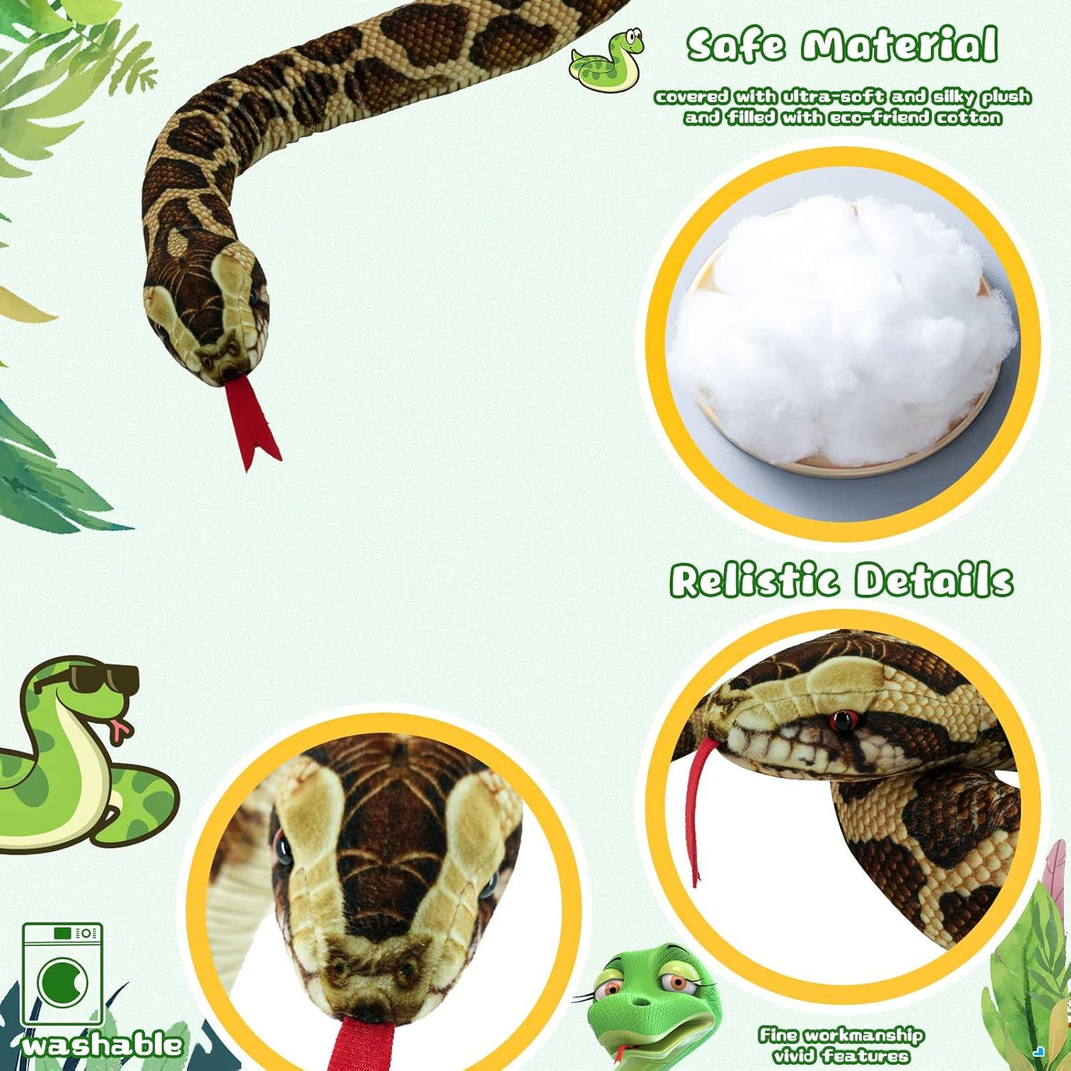 Juguete de Peluche Serpiente YOHAKI 150 cm Lavable Realista