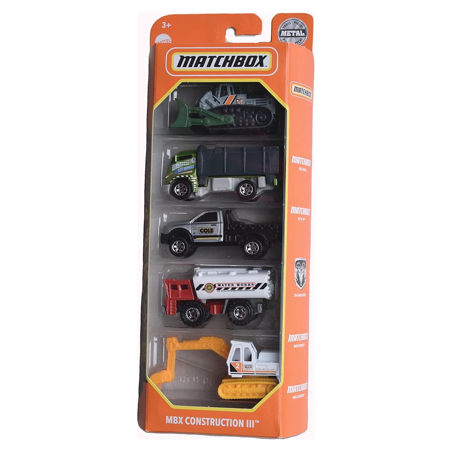 Hot Wheels Matchbox MBX Construcción III - 5 Vehículos Diecast