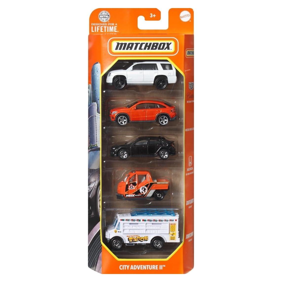 Set de 5 Autos a Escala Matchbox City Adventure II