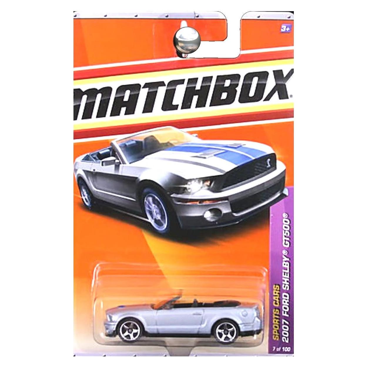 Auto de colección Matchbox 2007 Ford Shelby GT500 Plata 1/64