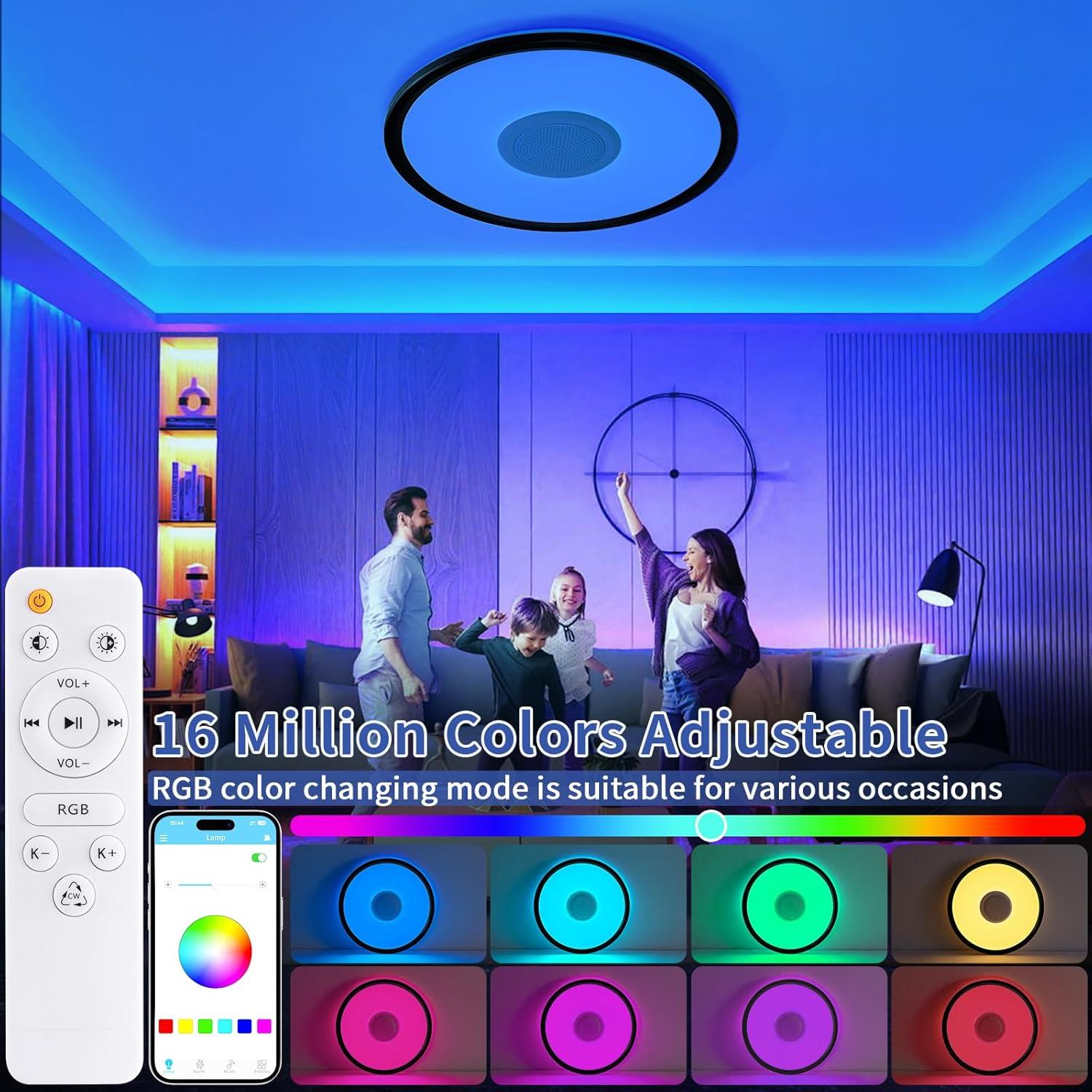 Luz de Techo LED RGB UprizeP 24W con Altavoz Bluetooth