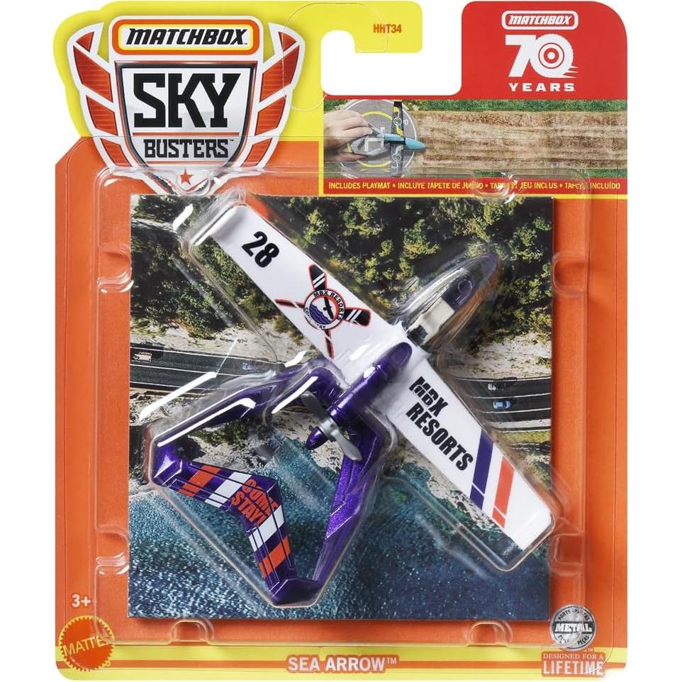 Avión Coleccionable Matchbox Sky Busters HLJ04 Morado y Blanco