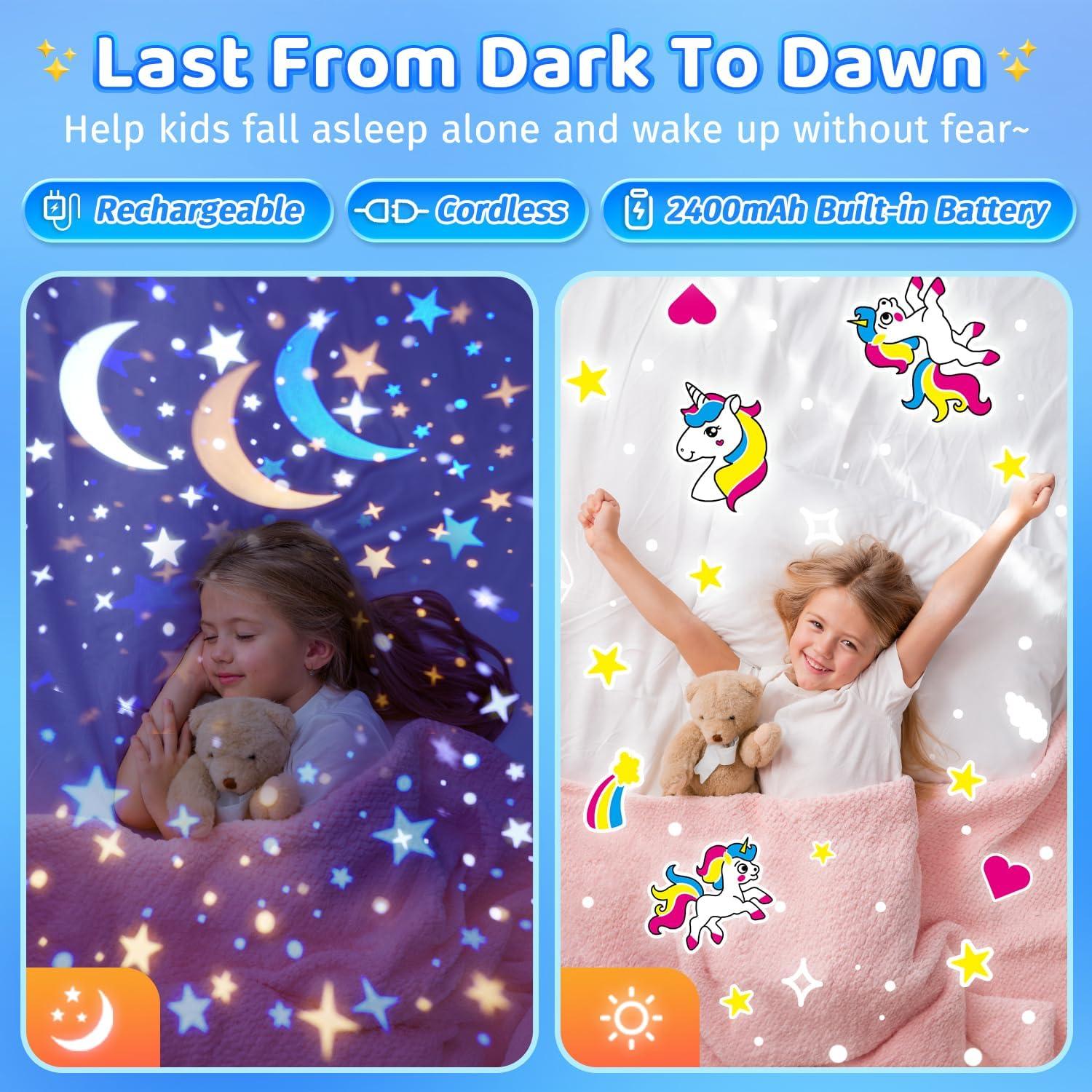 Star Lights for Ceiling, 42 Lighting Modes+6 Flims Star Projector for Kids, Rechargeable Ceiling Light with Remote, 360° Rotation Nursery Night Light, Timer+Dimmer Ceiling Stars Light Projector