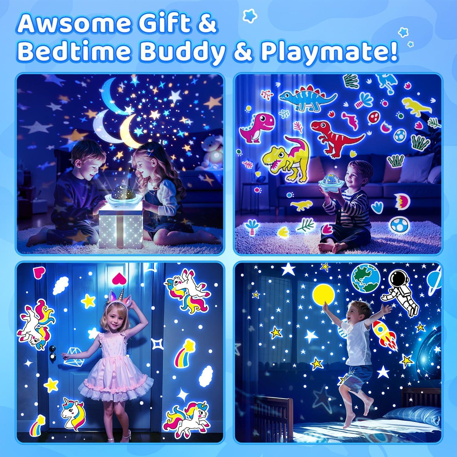 Star Lights for Ceiling, 42 Lighting Modes+6 Flims Star Projector for Kids, Rechargeable Ceiling Light with Remote, 360° Rotation Nursery Night Light, Timer+Dimmer Ceiling Stars Light Projector