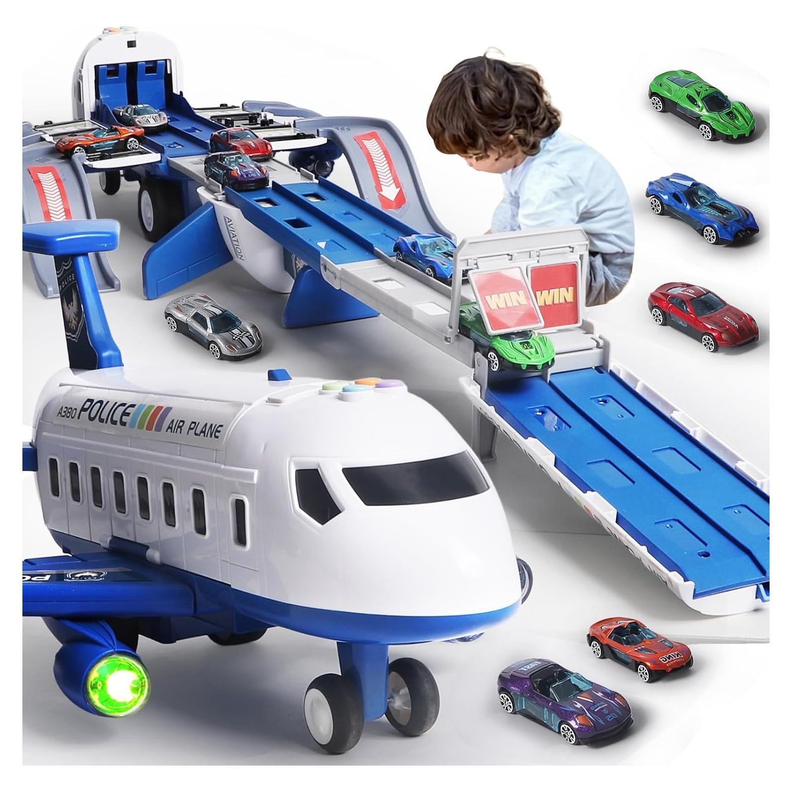 Pista de Carreras de Juguete BoomCaCa con Avión y 6 Autos