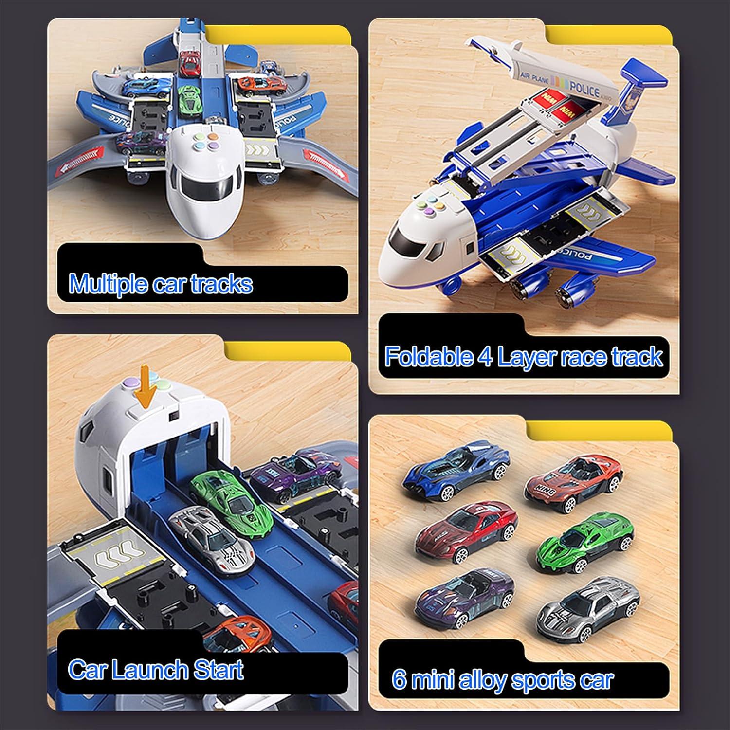Pista de Carreras de Juguete BoomCaCa con Avión y 6 Autos