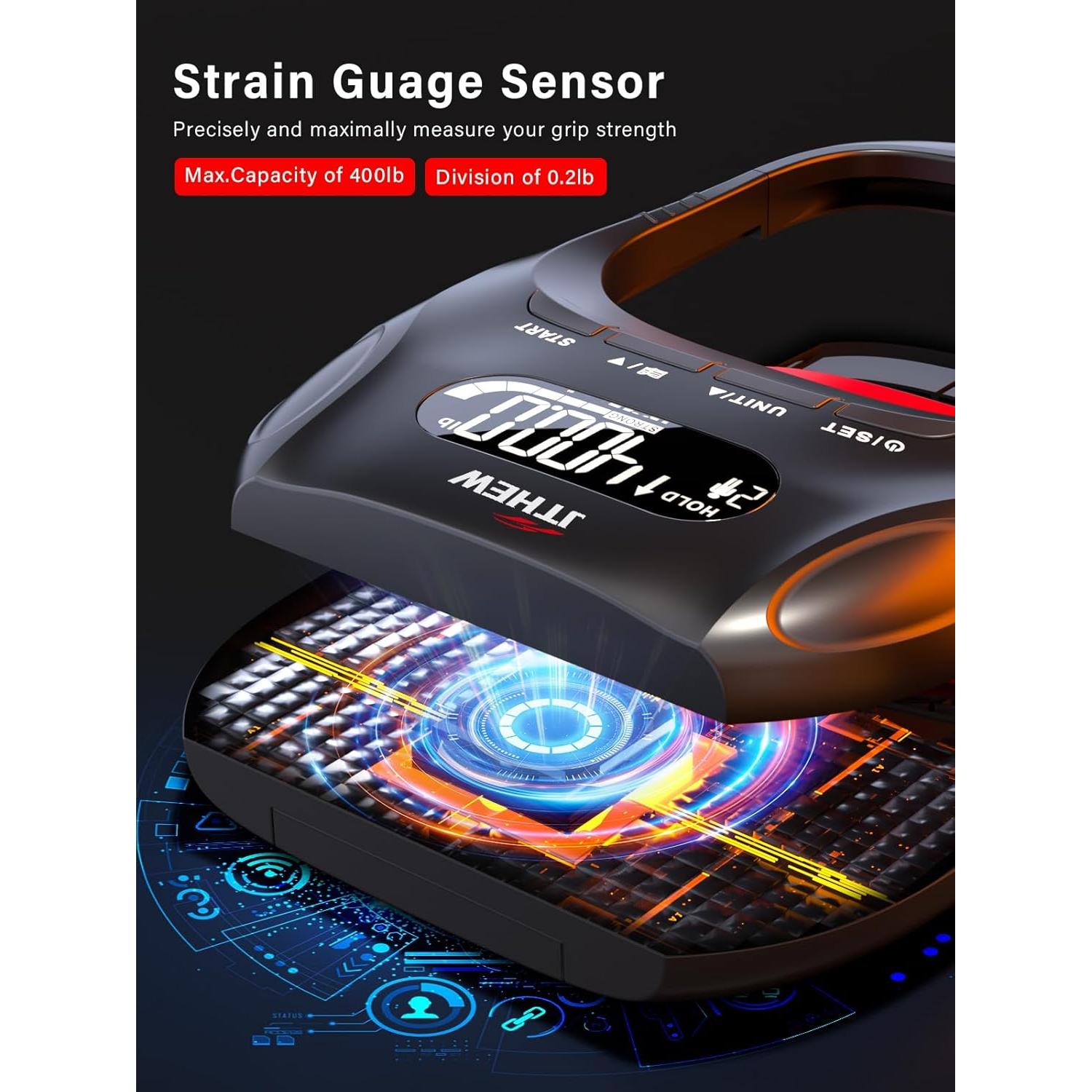 Entrenador de Fuerza de Agarre JTHEW - Dinamómetro Electrónico 180kg