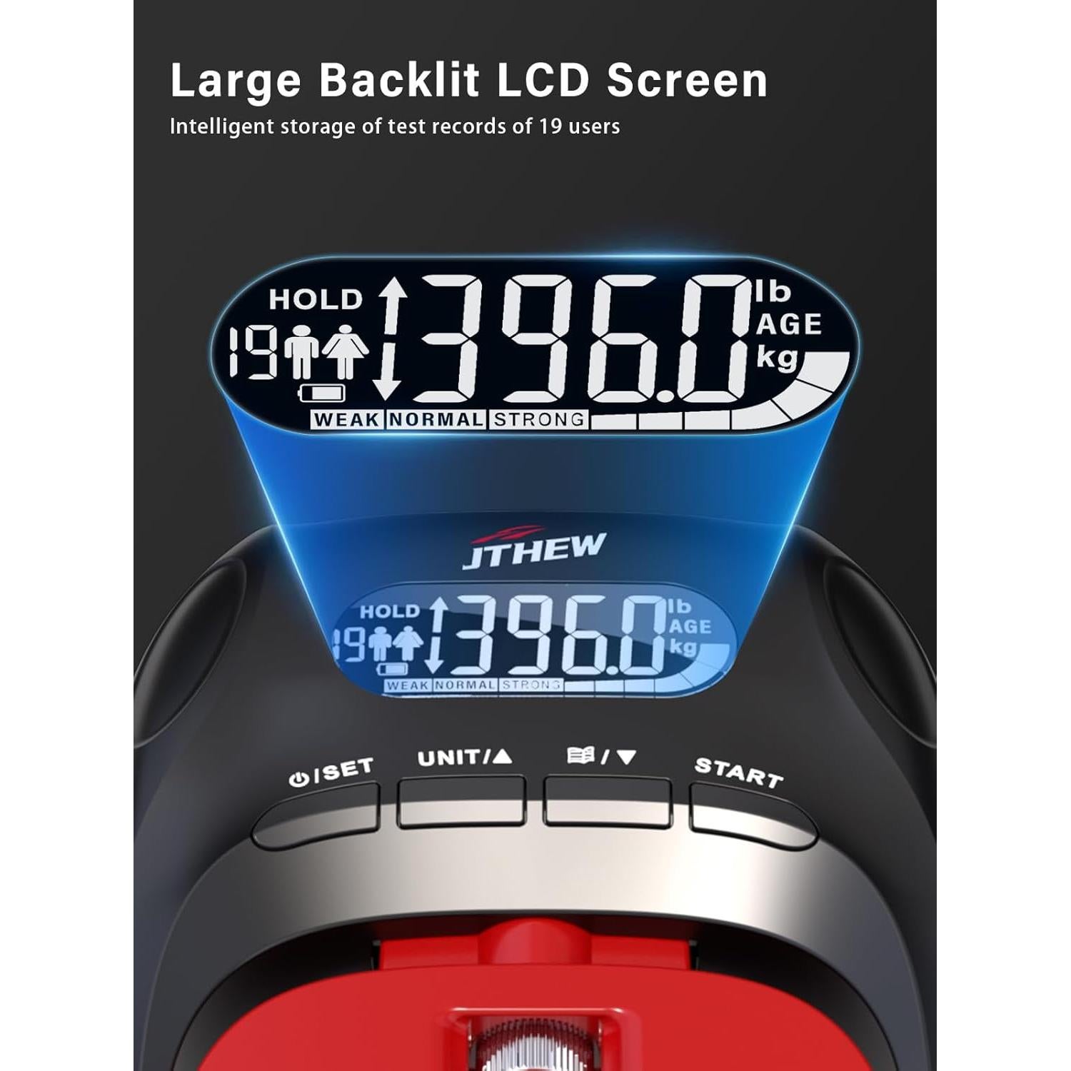Entrenador de Fuerza de Agarre JTHEW - Dinamómetro Electrónico 180kg