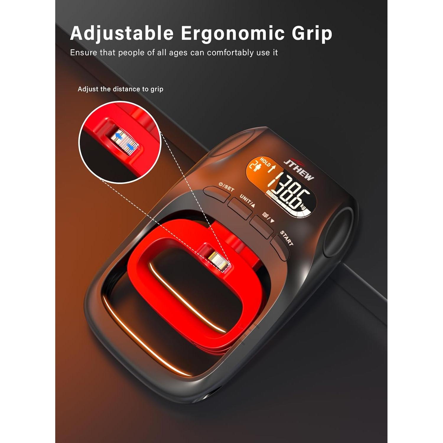 Entrenador de Fuerza de Agarre JTHEW - Dinamómetro Electrónico 180kg
