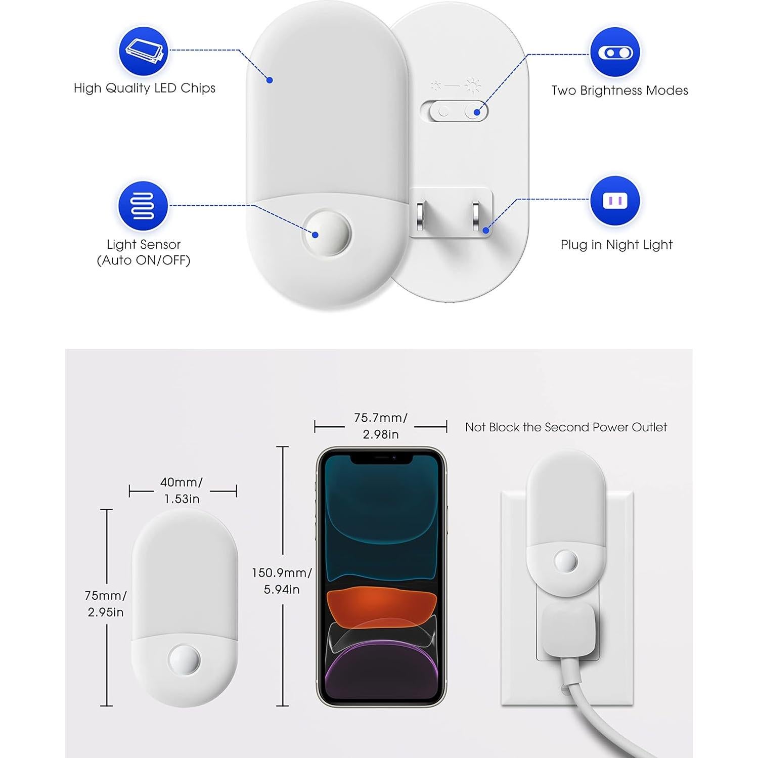 Luz Nocturna LED LOHAS Azul 0.6W Brillo Ajustable 30/60LM