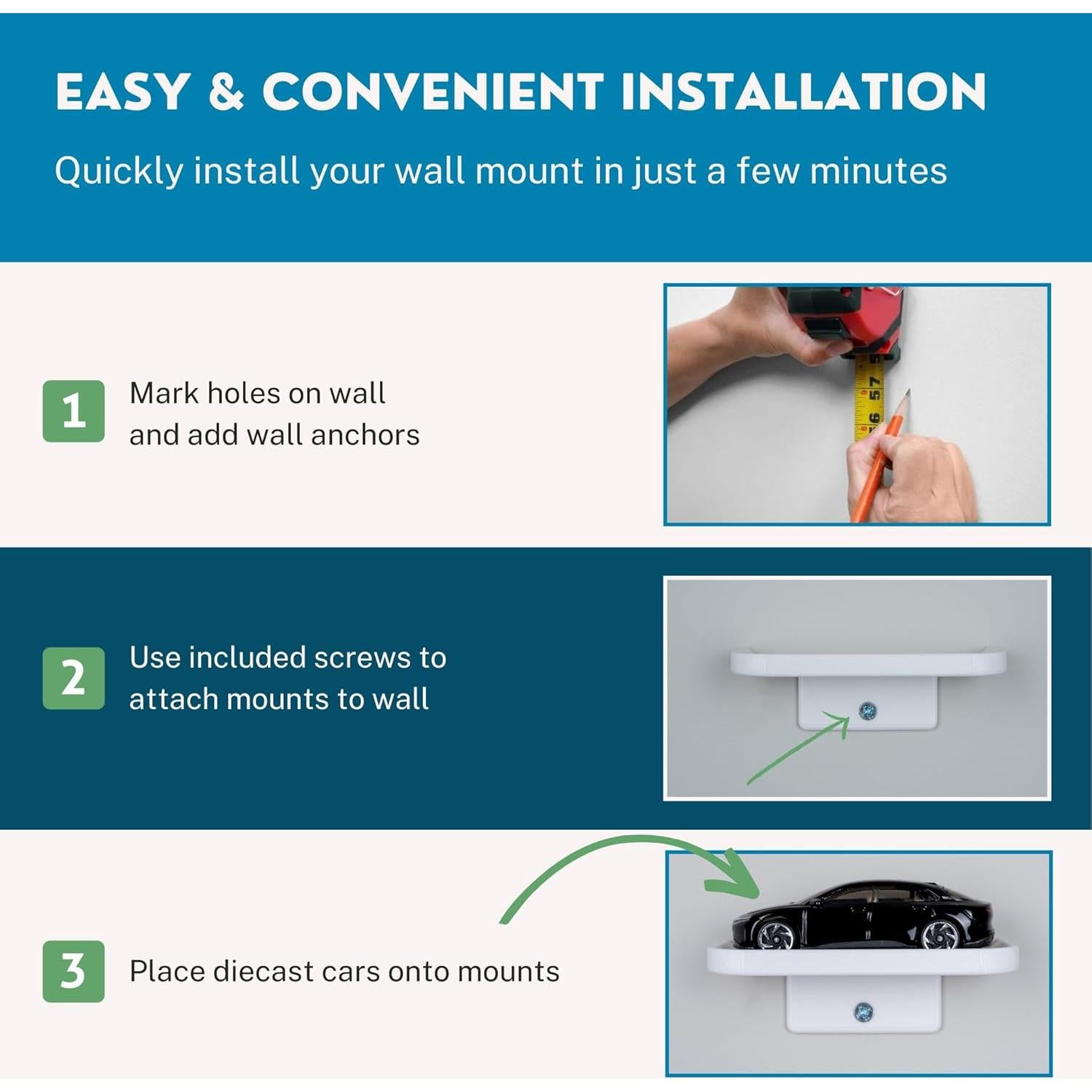 Estante de Montaje en Pared Matterform para Autos 1/64 - Paquete de 5