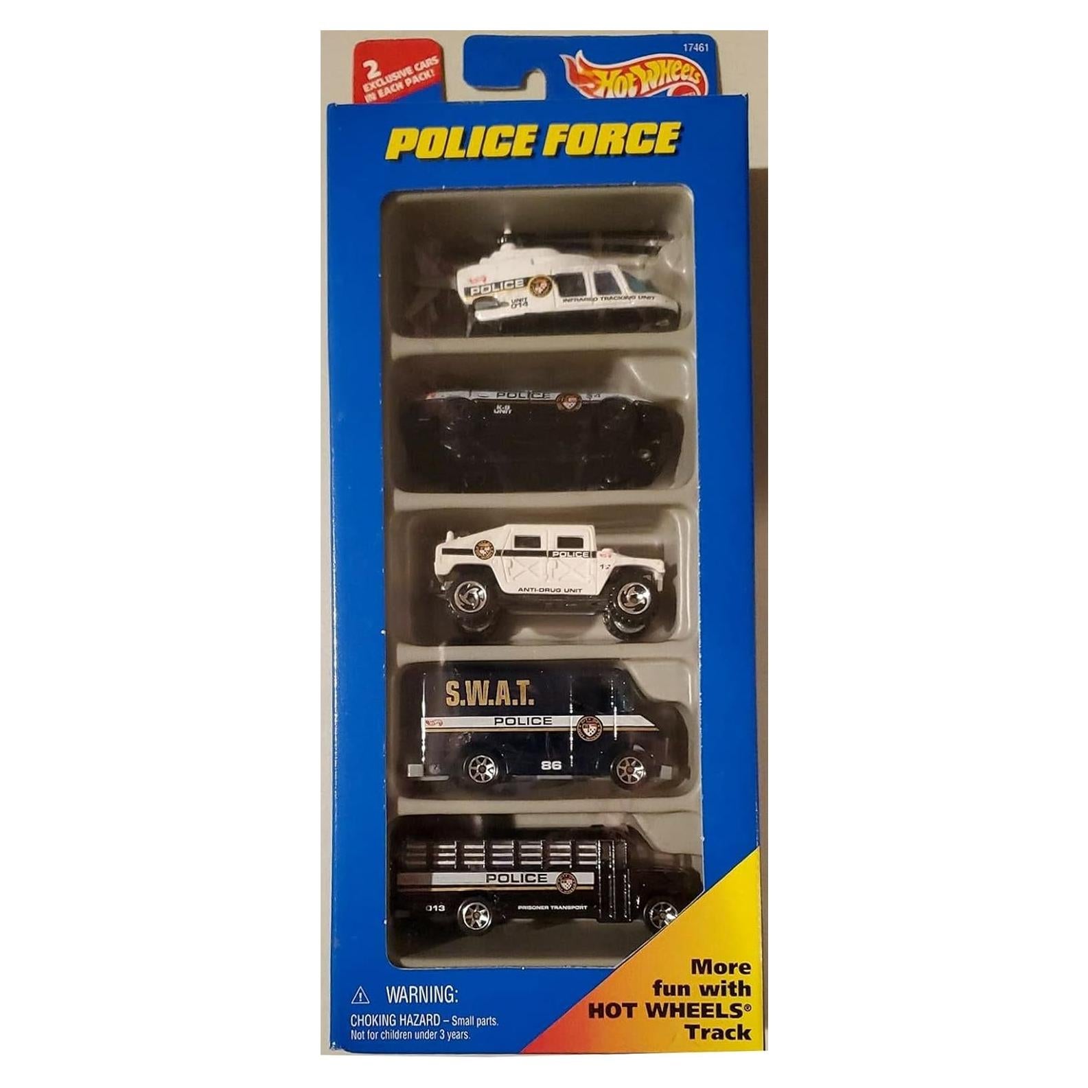 Paquete de 5 Coches de la Fuerza Policial HW Cars 1:64