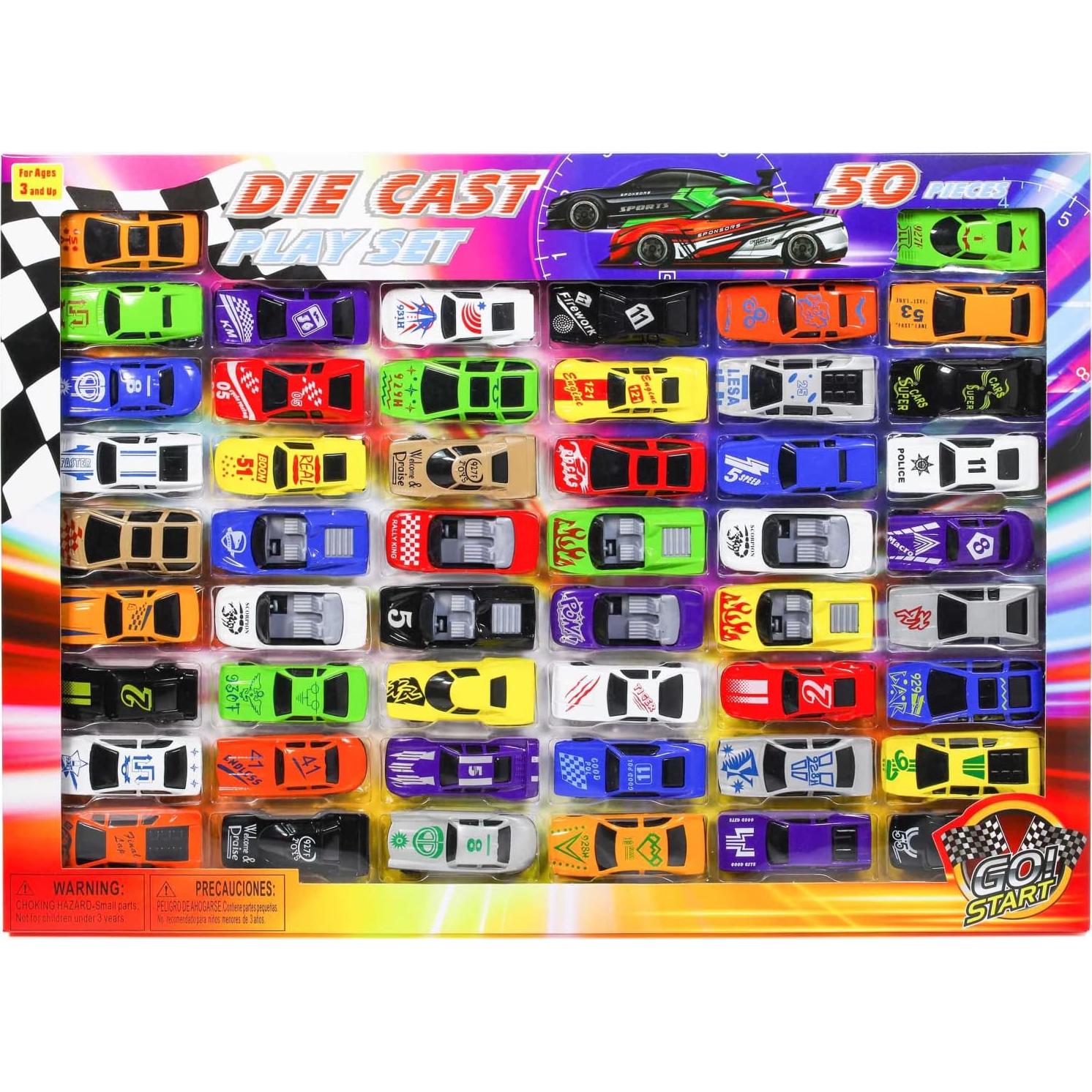 Juego de coches de carreras KidPlay 50 piezas Diecast