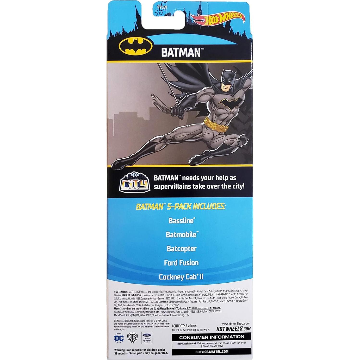 Hot Wheels 2019 Batman 5-Pack Escala 1:64 - Mattel