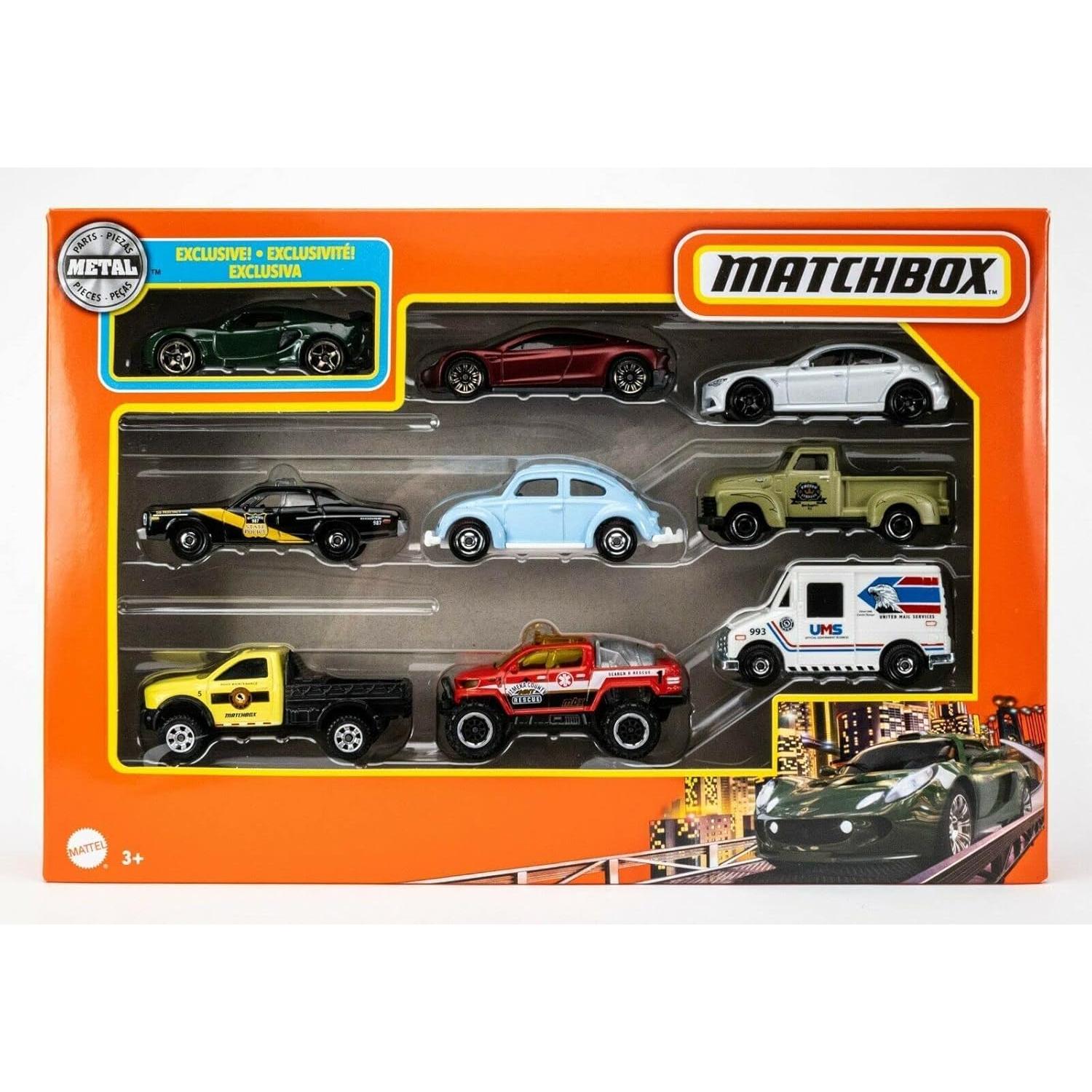 Set de 9 Coches de Metal Matchbox X7111 para Niños