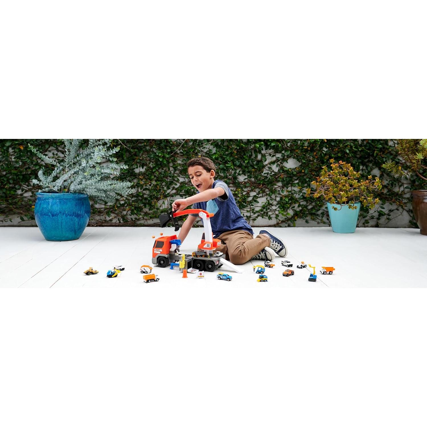 Excavadora Transformadora Matchbox 1:64 + Paquete 20 Vehículos